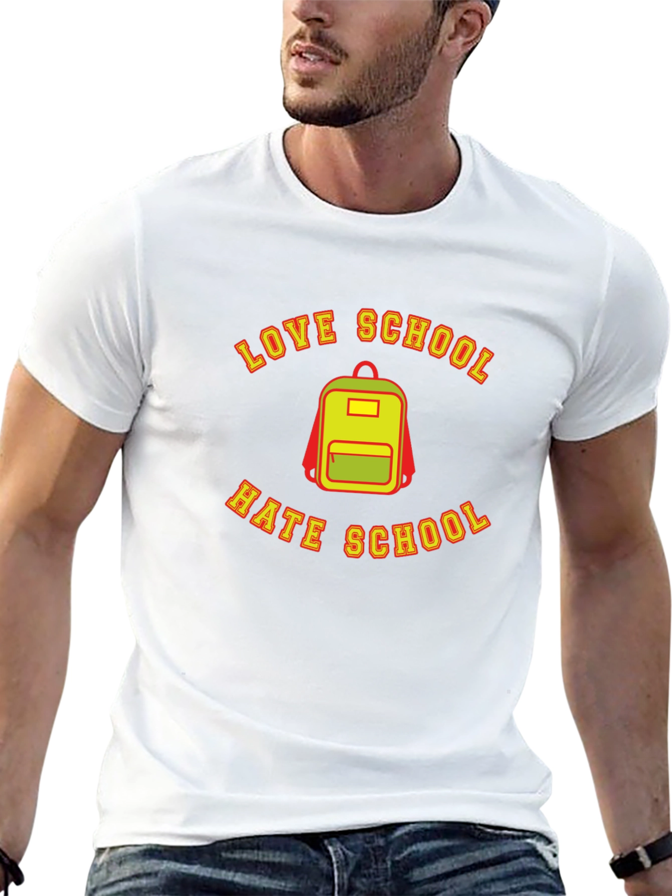 Black Love Hate School Backpack Graphic T-Shirt view 13