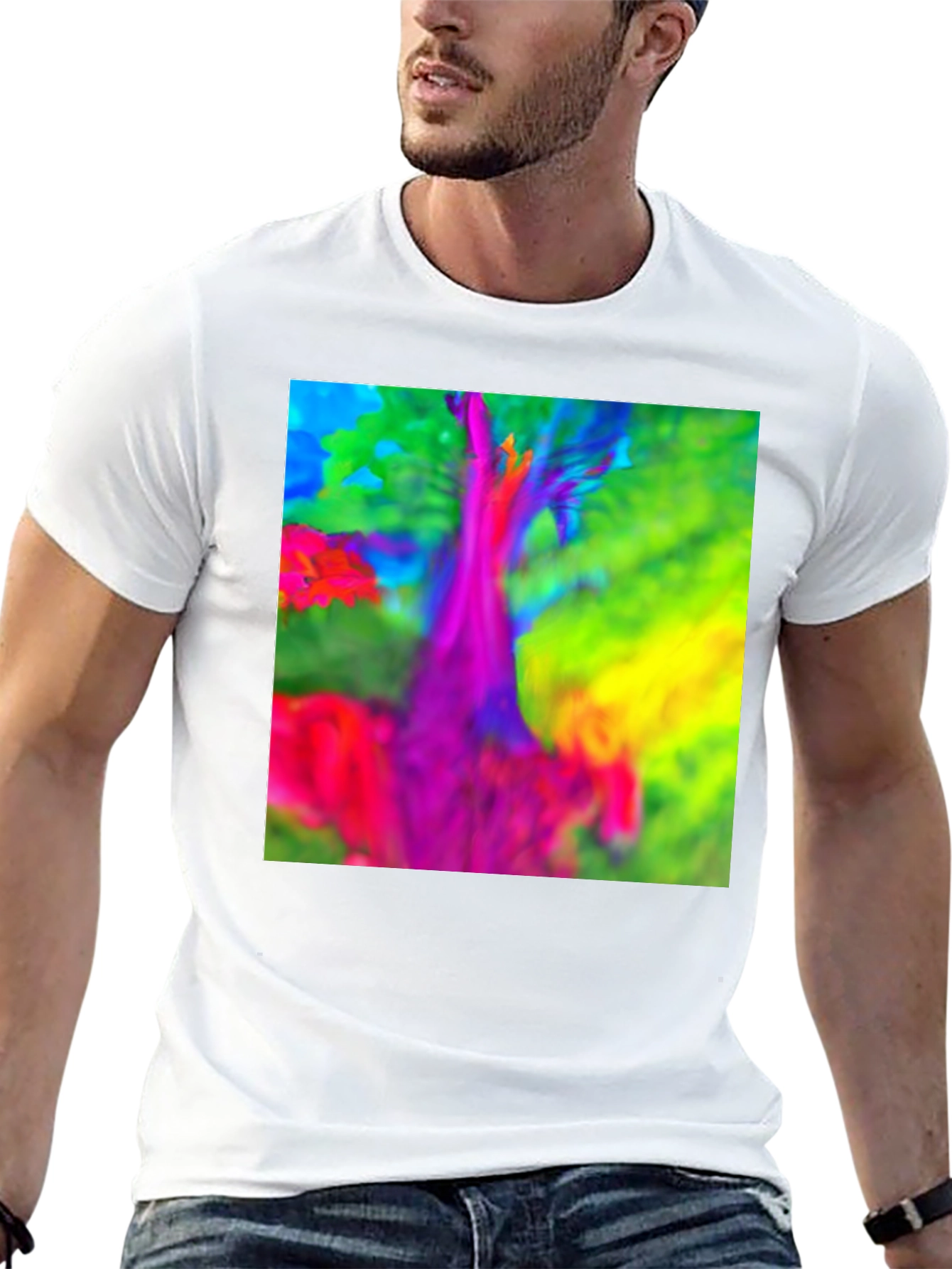Black Vibrant Tree Graphic T-Shirt view 13