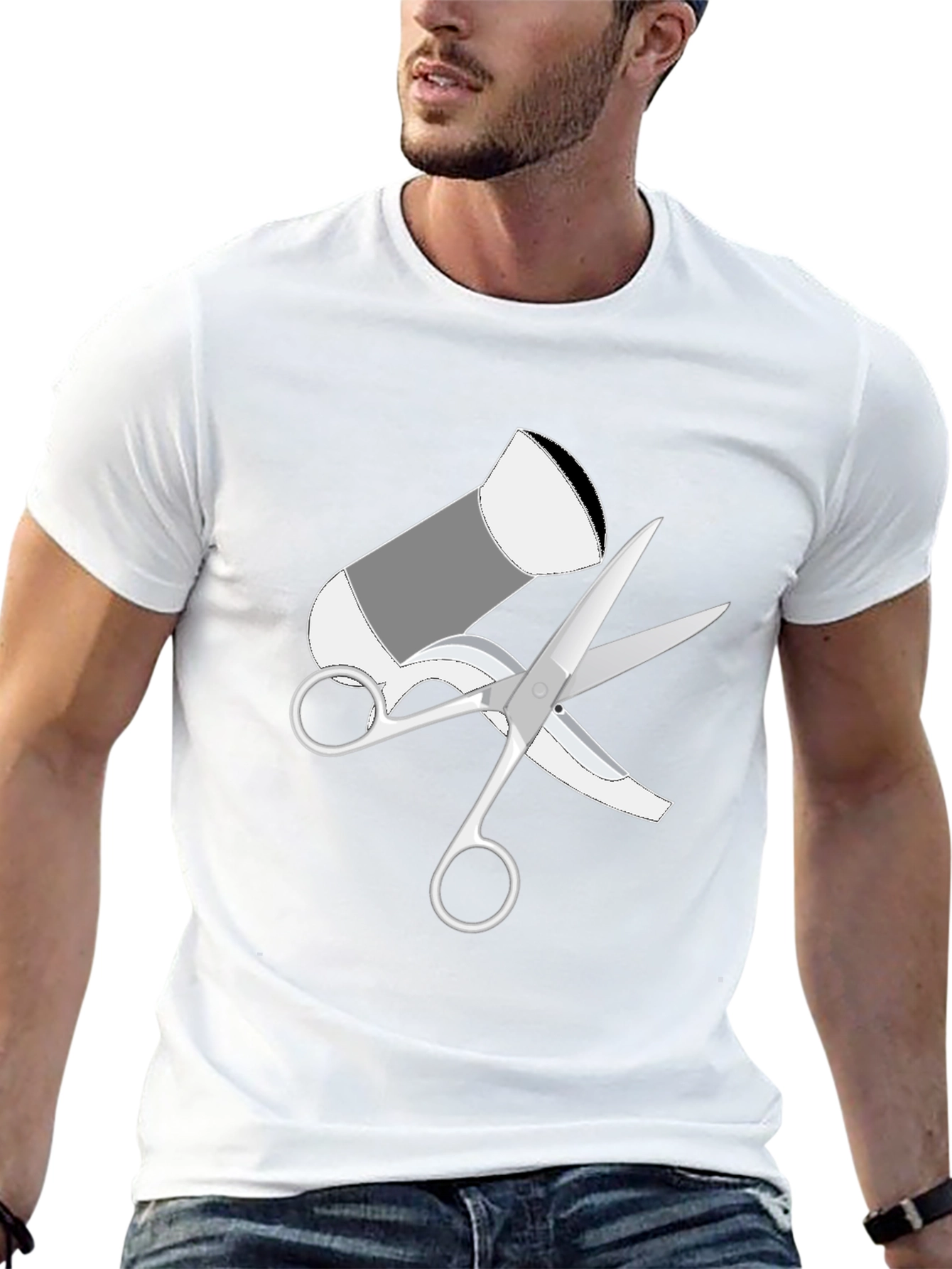 Black Hair Stylist T-Shirt - Scissors & Blower Graphic Tee view 13