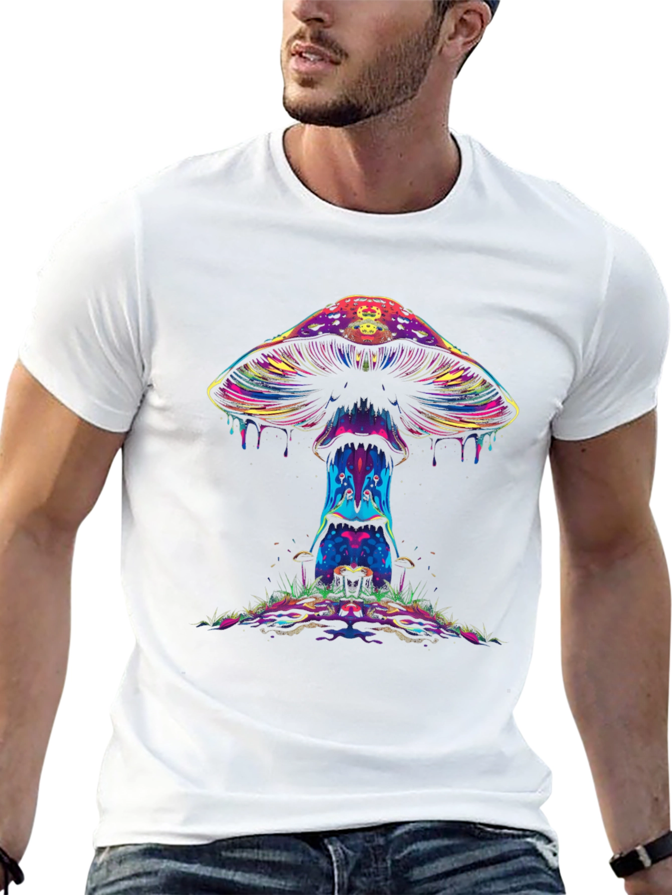 Black Psychedelic Mushroom Graphic Tee view 13