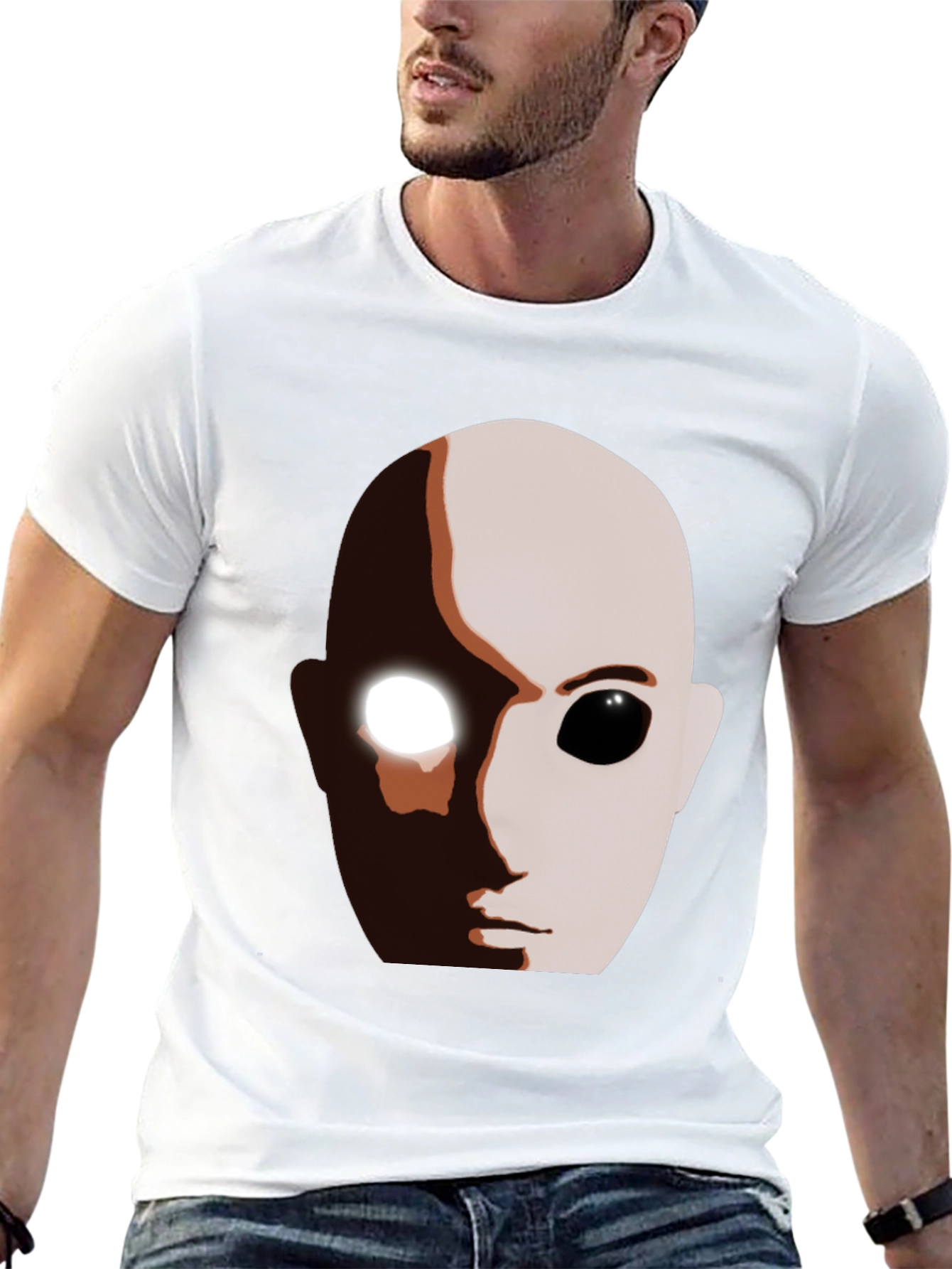 Black Abstract Face Graphic T-Shirt view 13