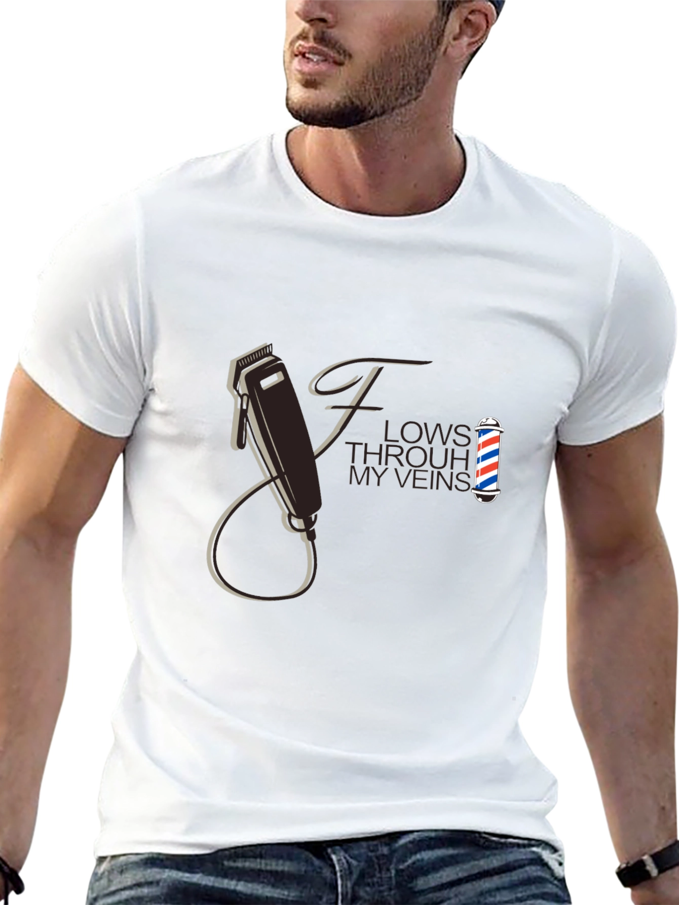 Black Barber Flow T-Shirt - Hair Clipper Design view 13