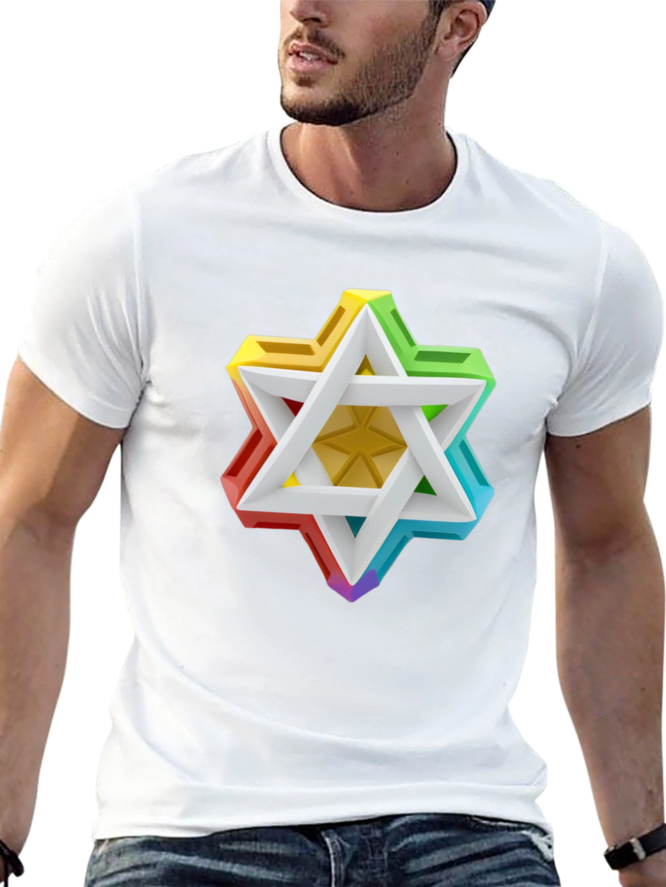 Black Rainbow Star of David Graphic Tee view 13