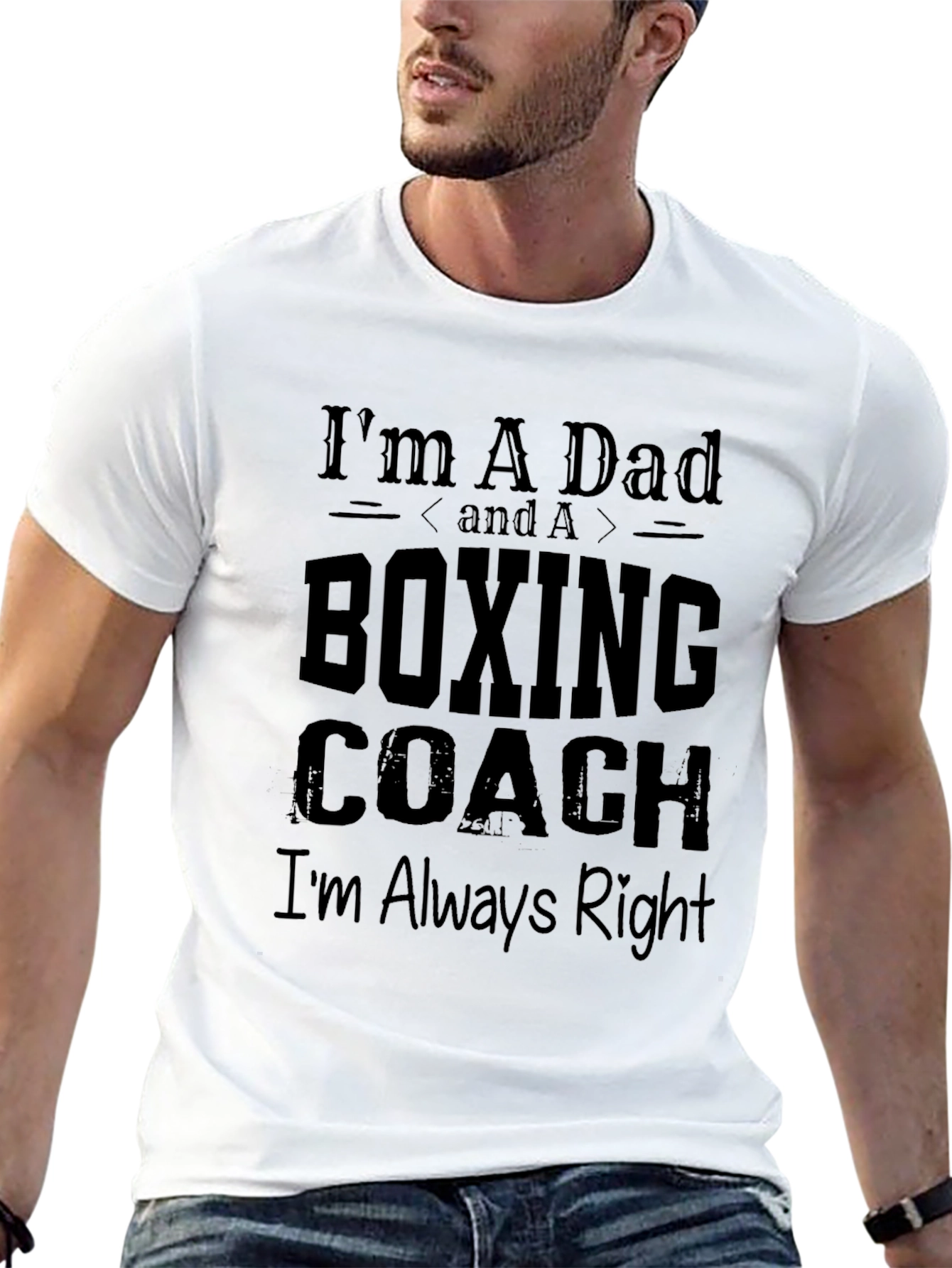 Black Boxing Coach Dad T-Shirt - Always Right! view 13