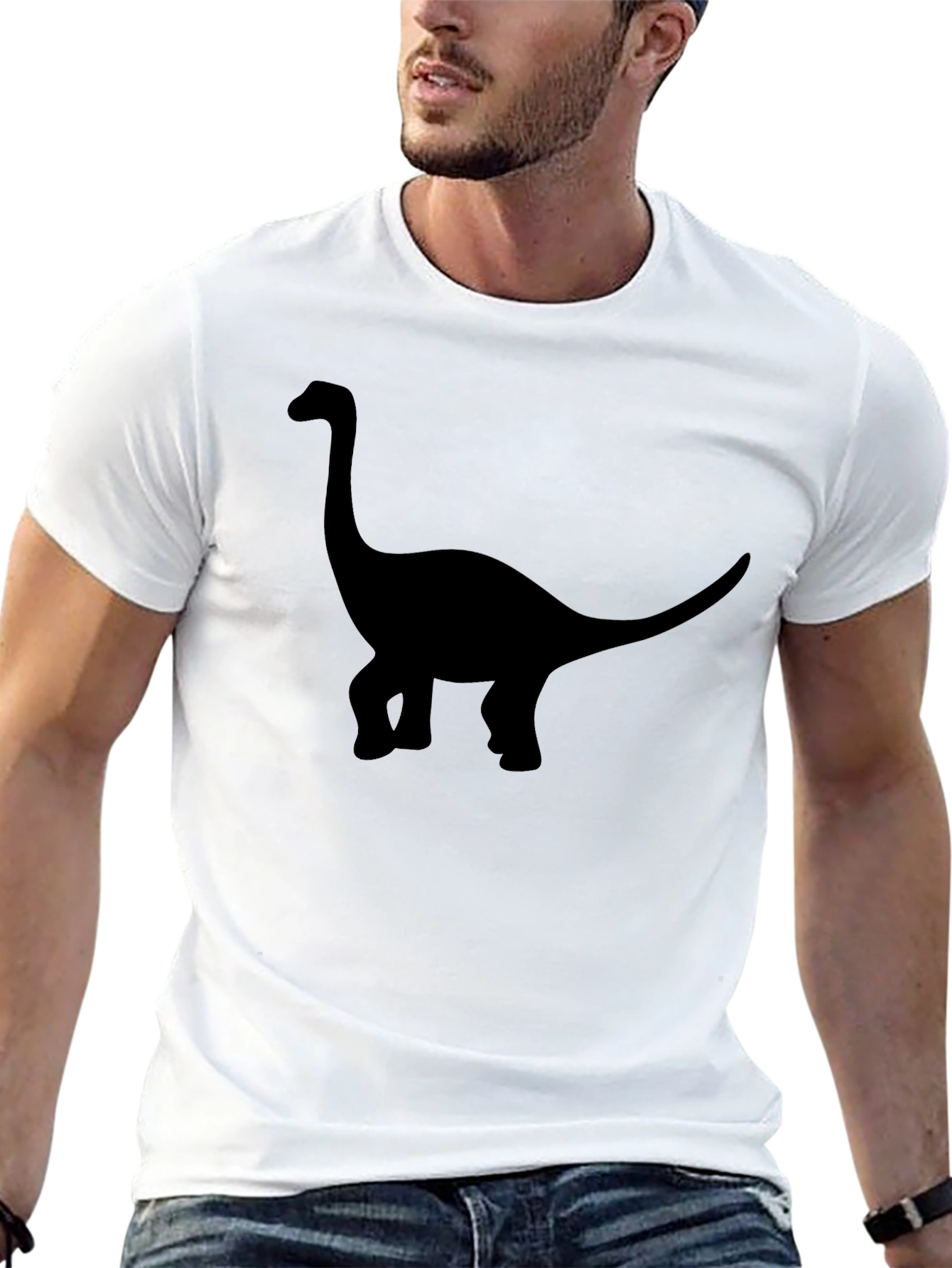 Black Dinosaur Silhouette Graphic T-Shirt - Casual Style view 13