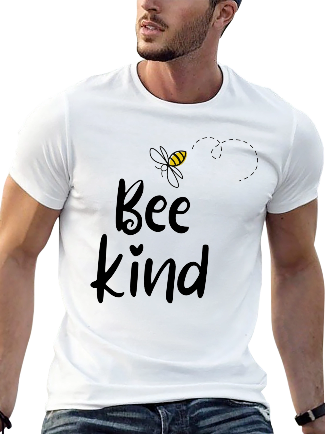 Black Bee Kind Graphic Tee - Black Cotton Blend view 13