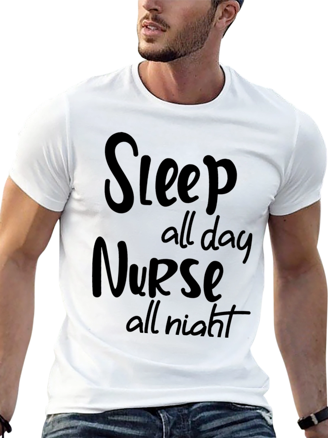 Black Sleep All Day Nurse All Night T-Shirt view 13