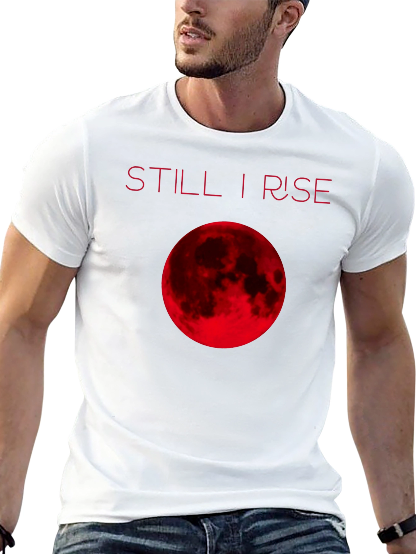 Black Still I Rise Red Moon Graphic T-Shirt view 13
