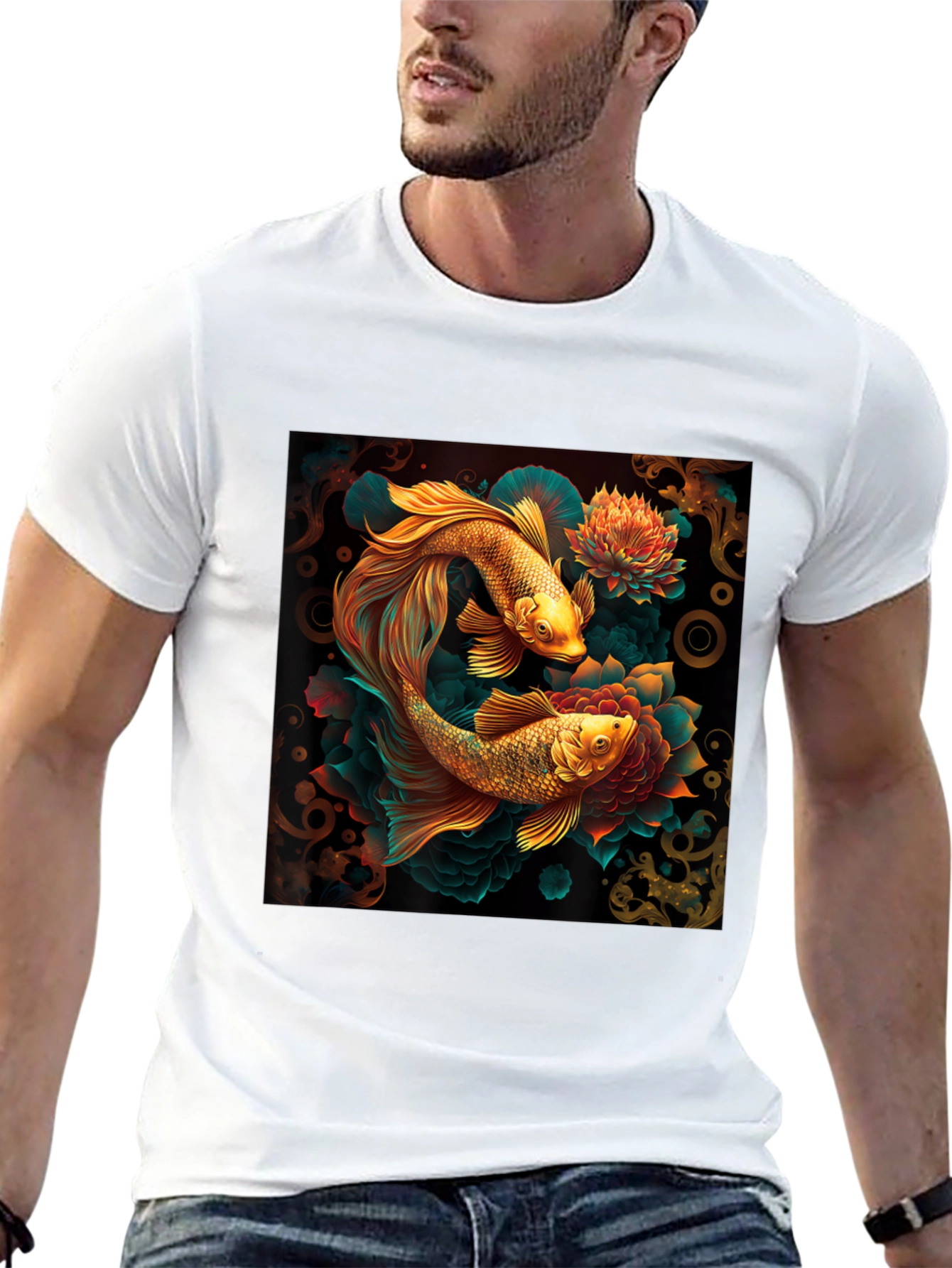 Black Koi Fish Graphic Tee - Artistic Design view 13