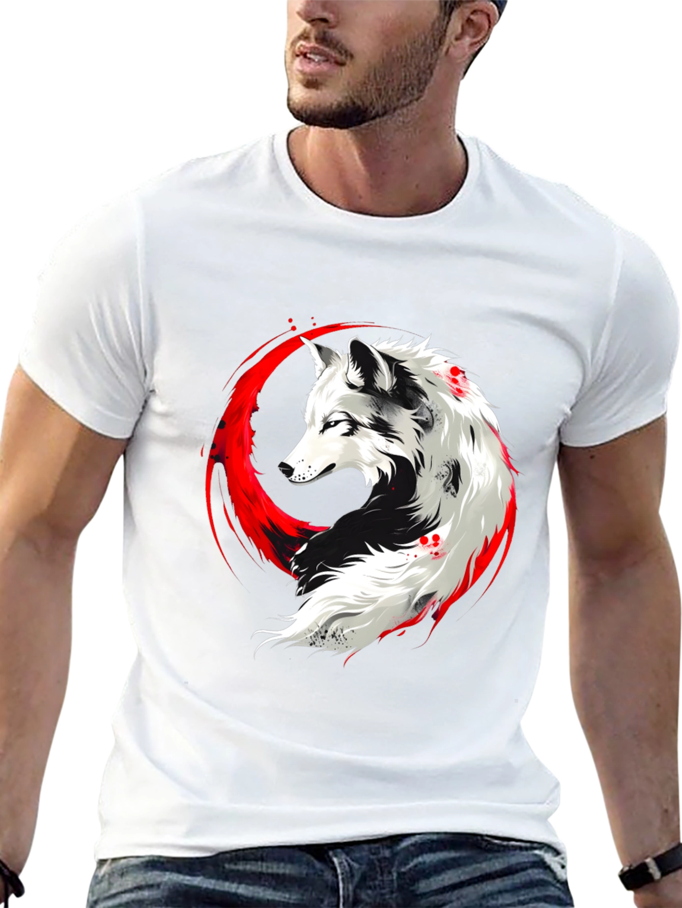 Black Wolf Graphic T-Shirt - Black view 13