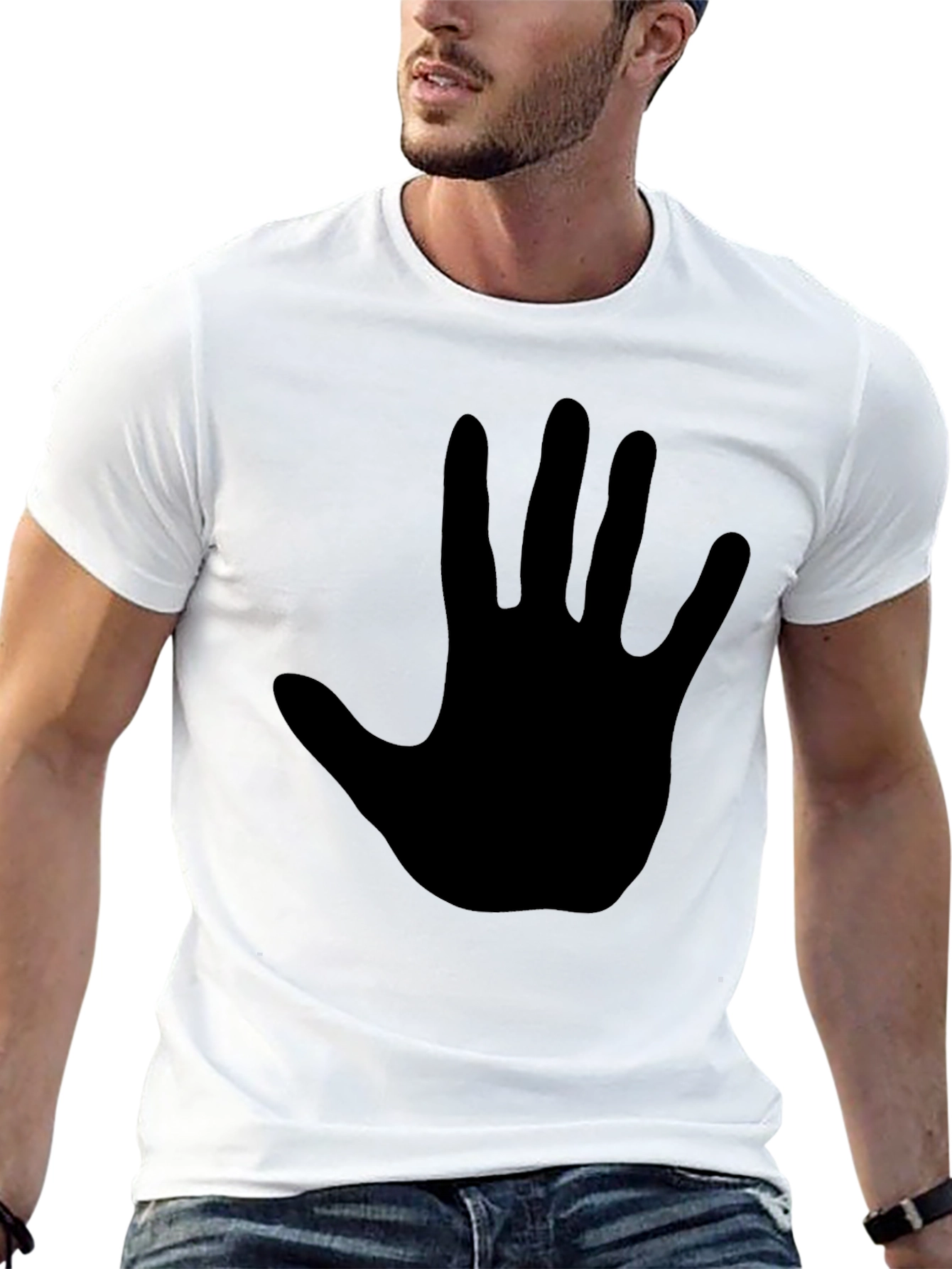 Black Black T-Shirt with Hand Print view 13