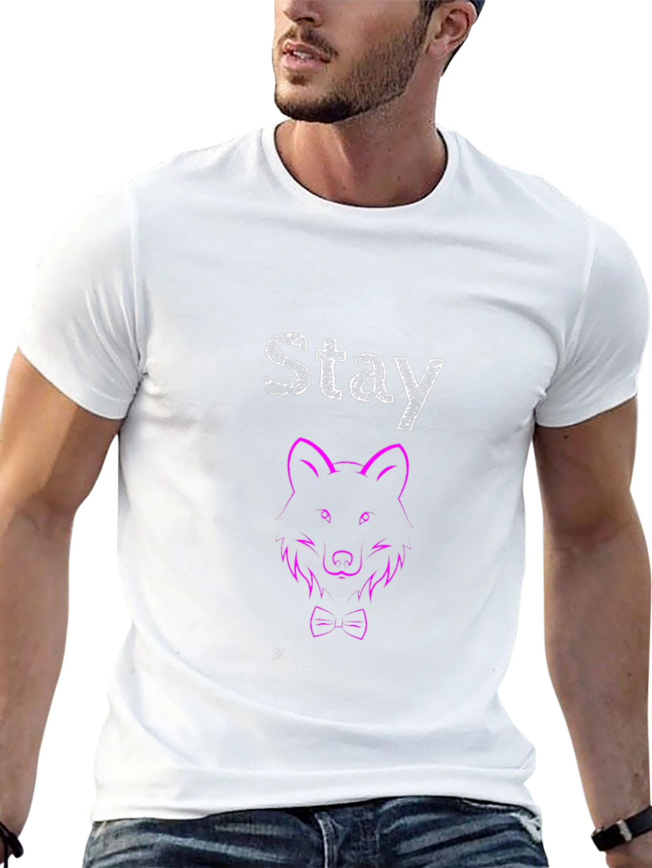 Black Stay Wolf Graphic T-Shirt - Modern Design view 13