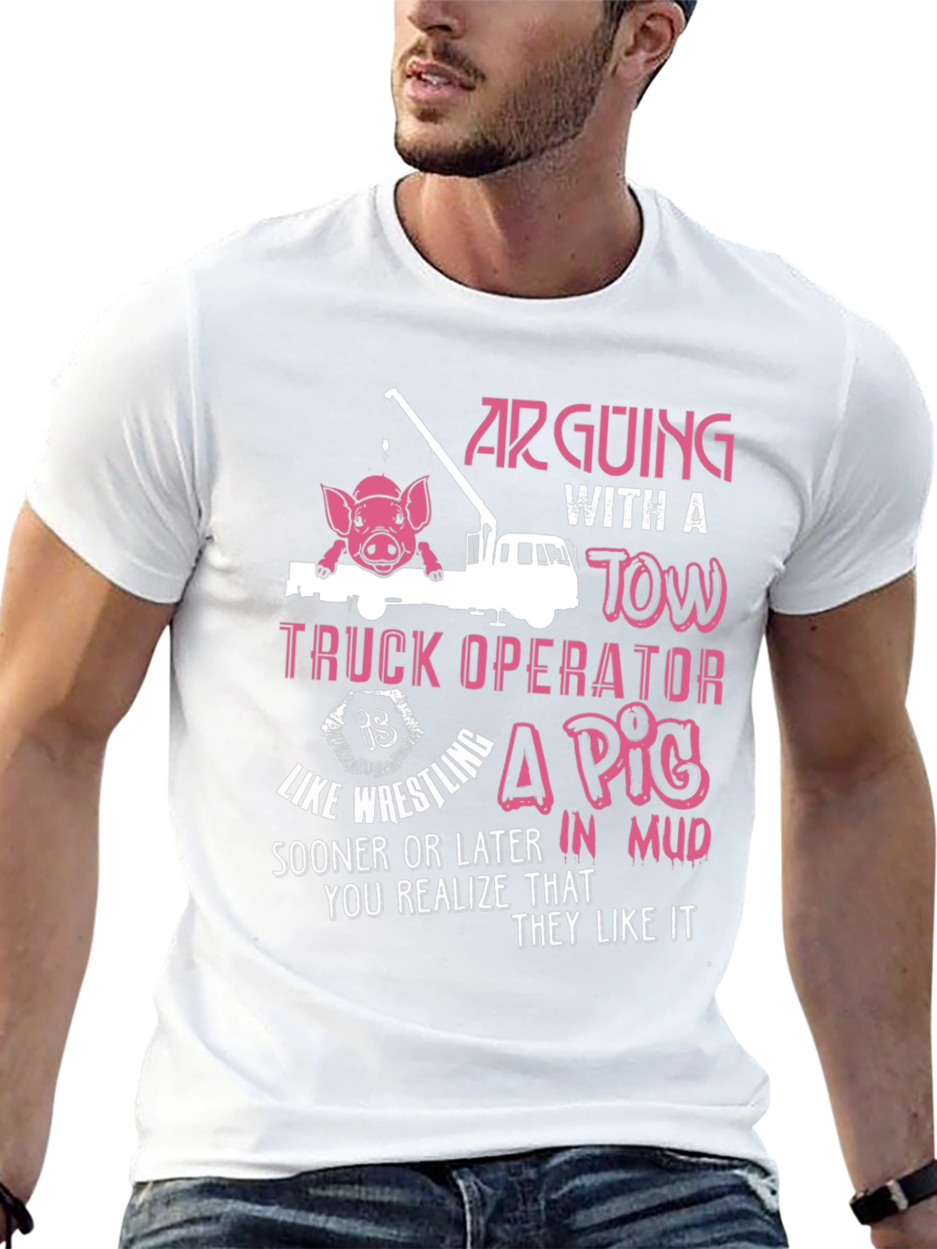 Black Arguing with a Tow Truck Operator T-Shirt view 13