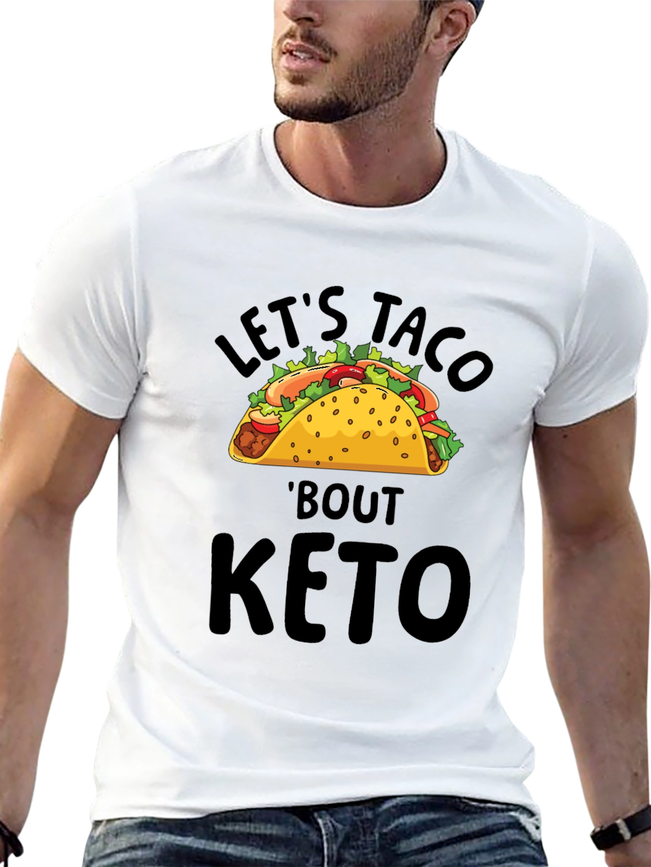 Black Let's Taco 'Bout Keto T-Shirt view 13
