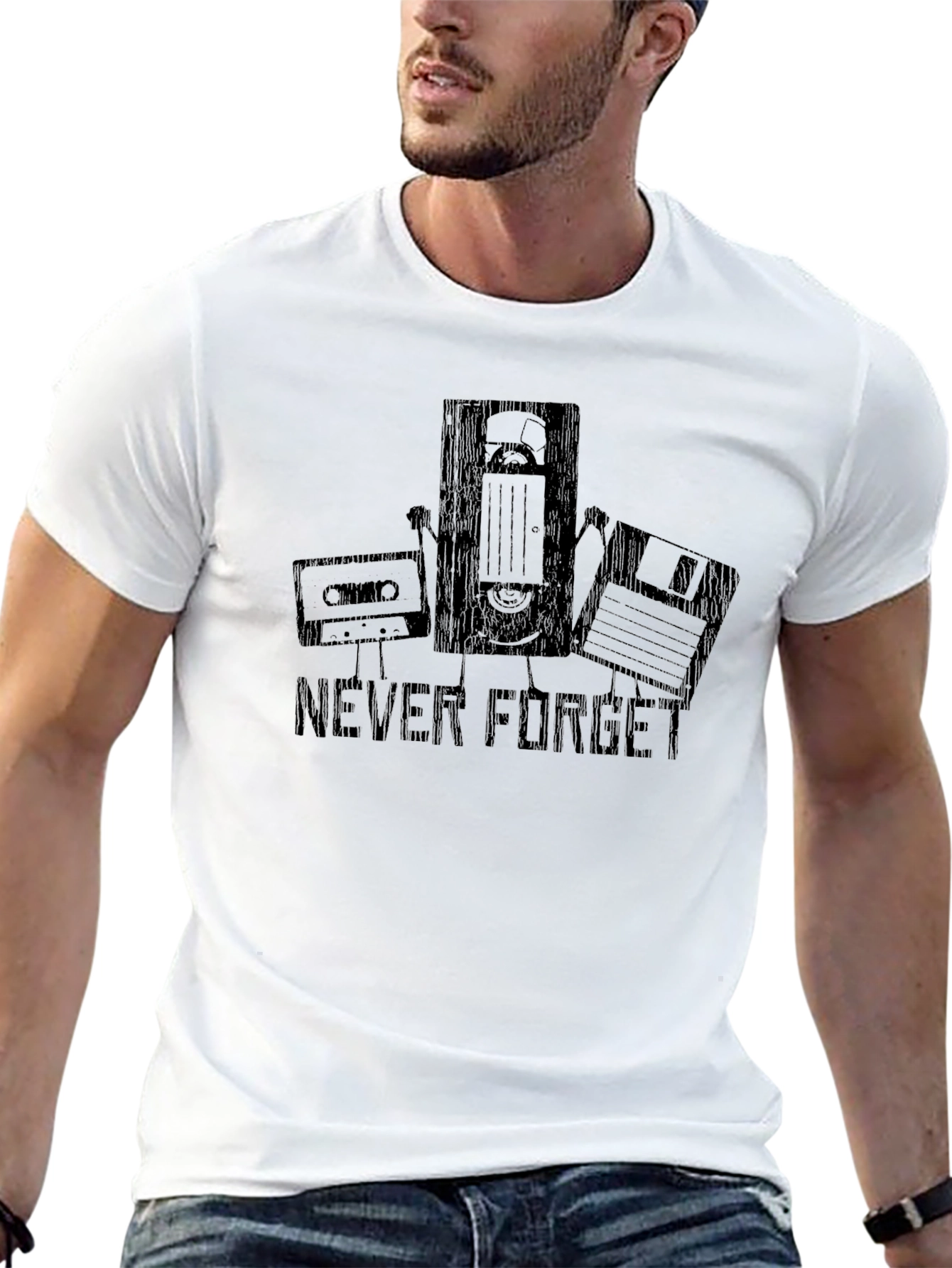 Black Retro Tech Black T-Shirt - Never Forget view 13