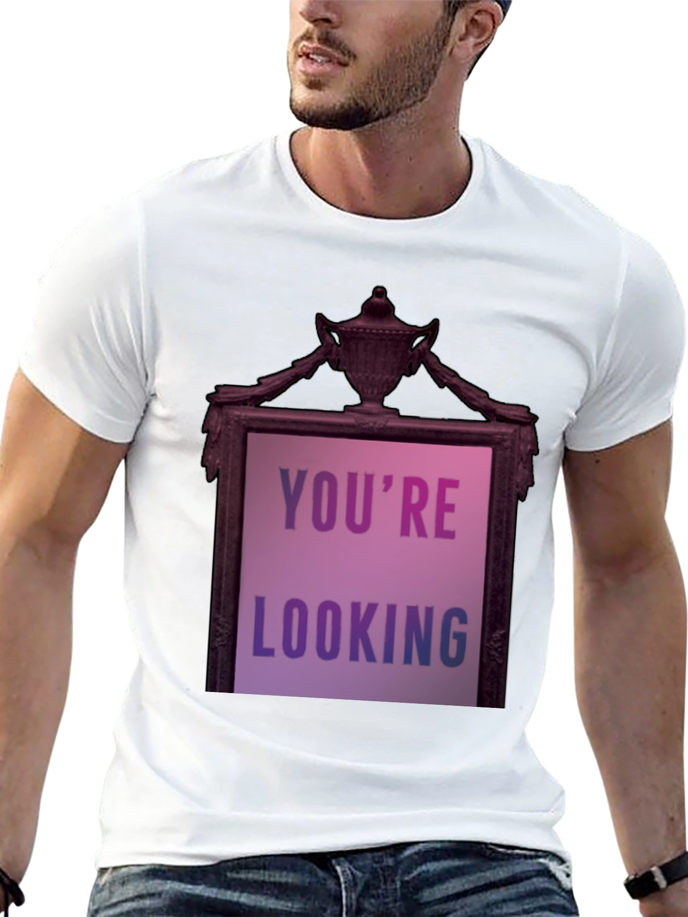 Black Humorous 'You're Looking' Graphic Tee view 13