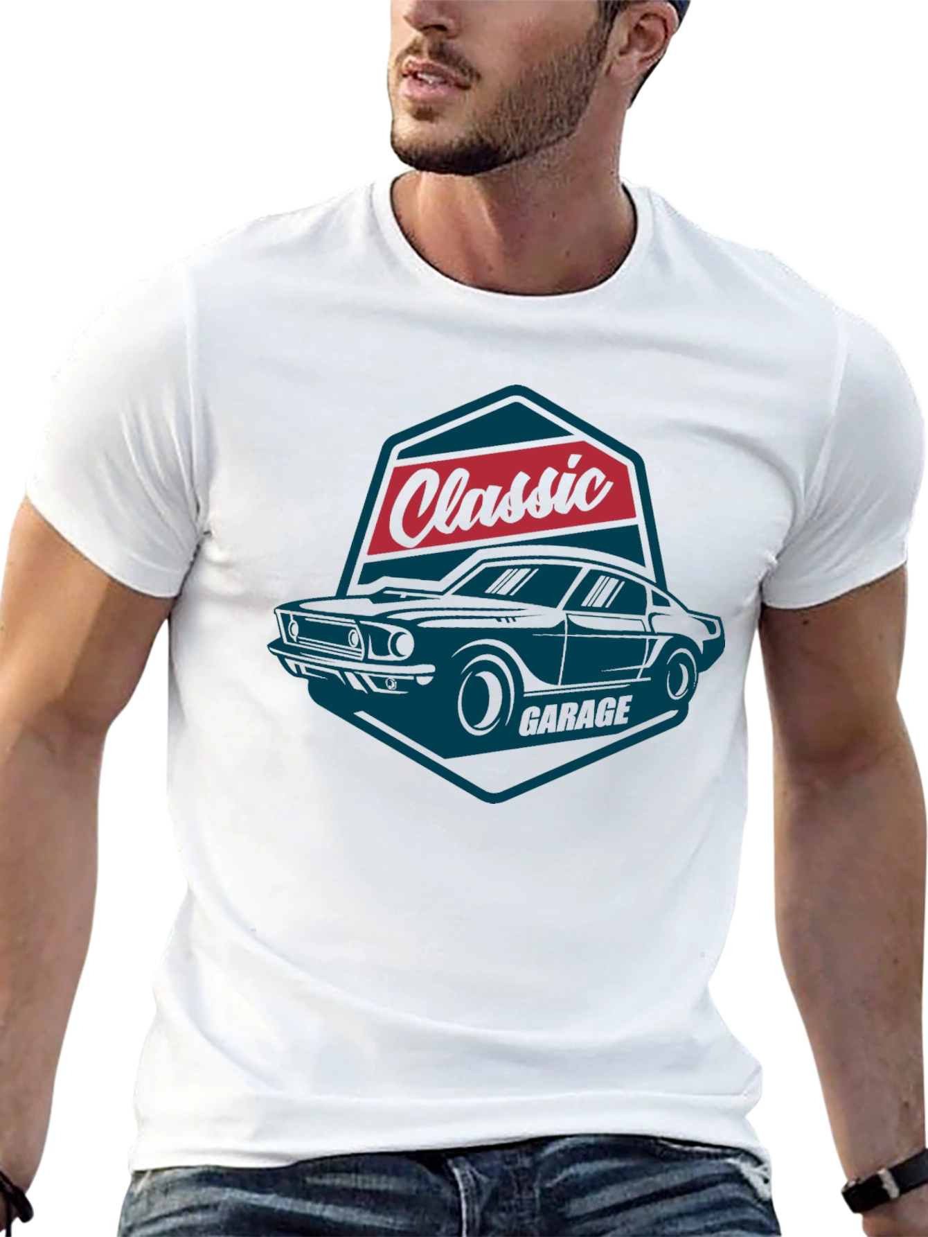 Black Classic Garage Car T-Shirt view 13