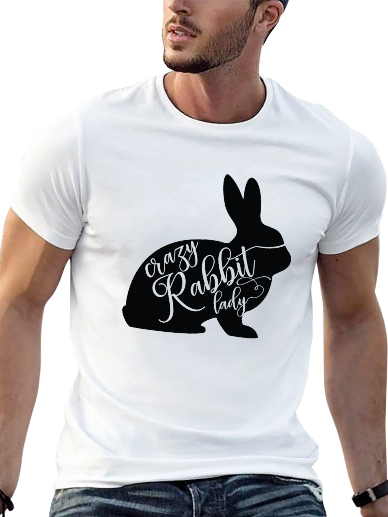 Black Crazy Rabbit Lady Black T-Shirt view 13