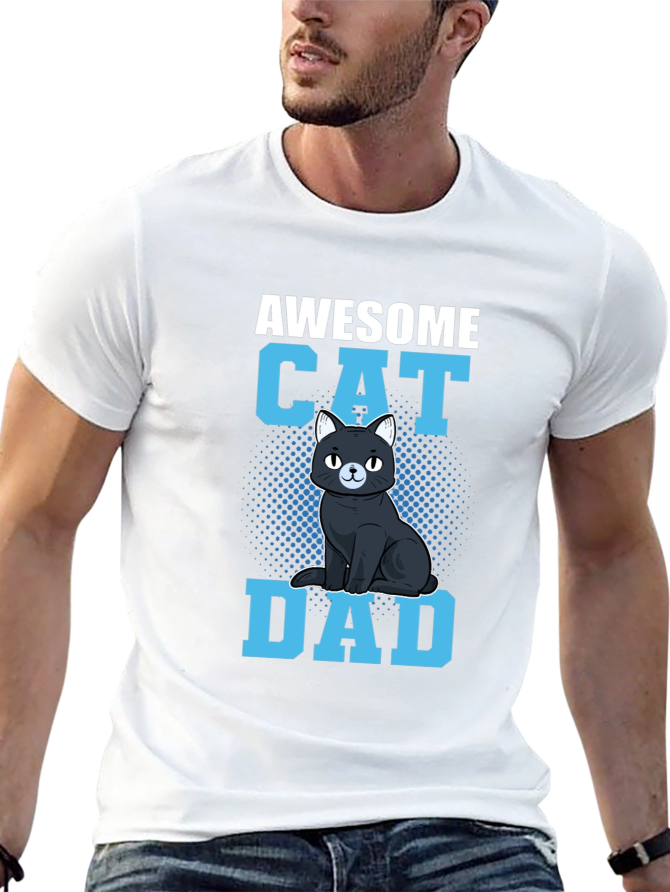 Black Awesome Cat Dad Graphic Tee view 13