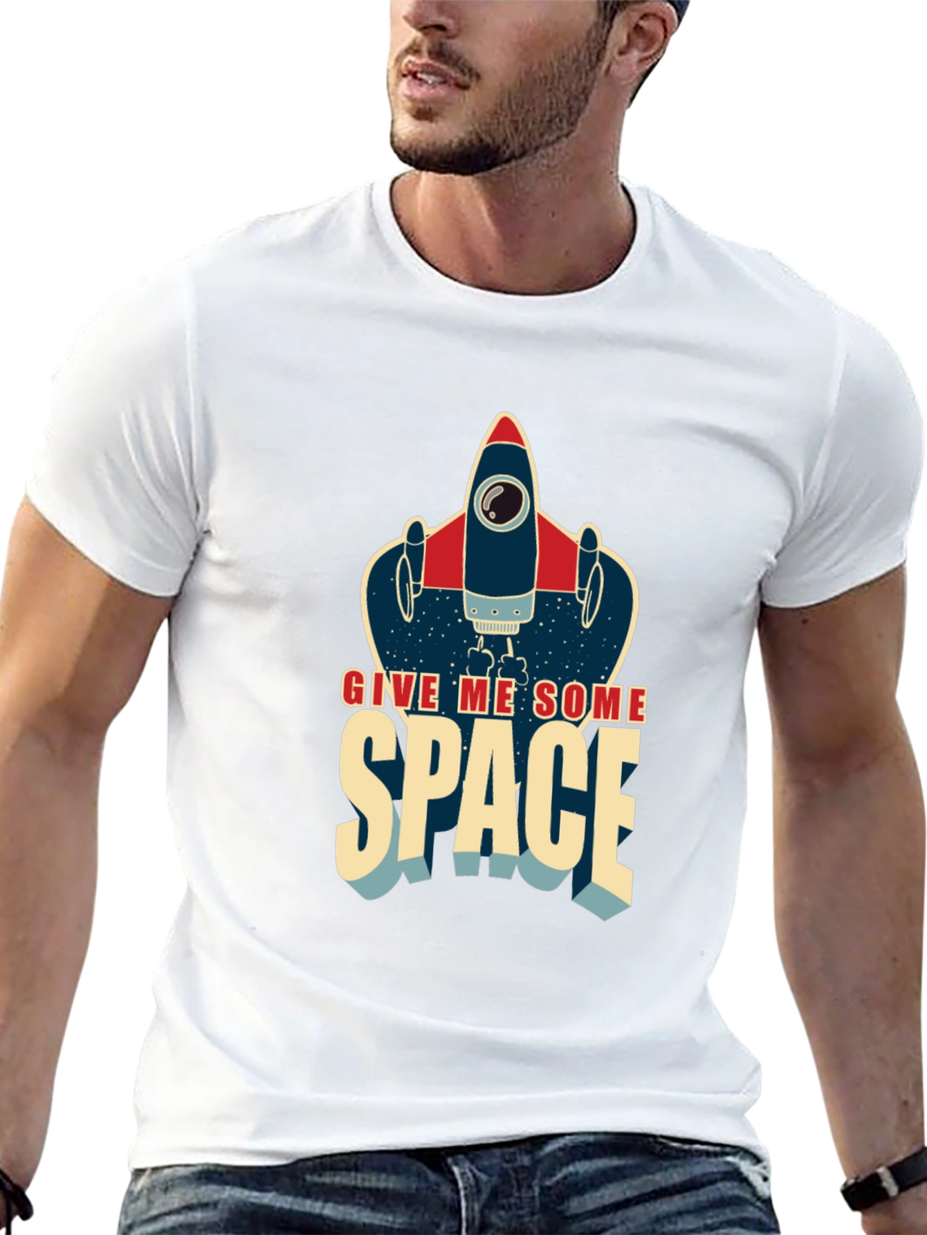 Black Give Me Some Space Rocket T-Shirt view 13
