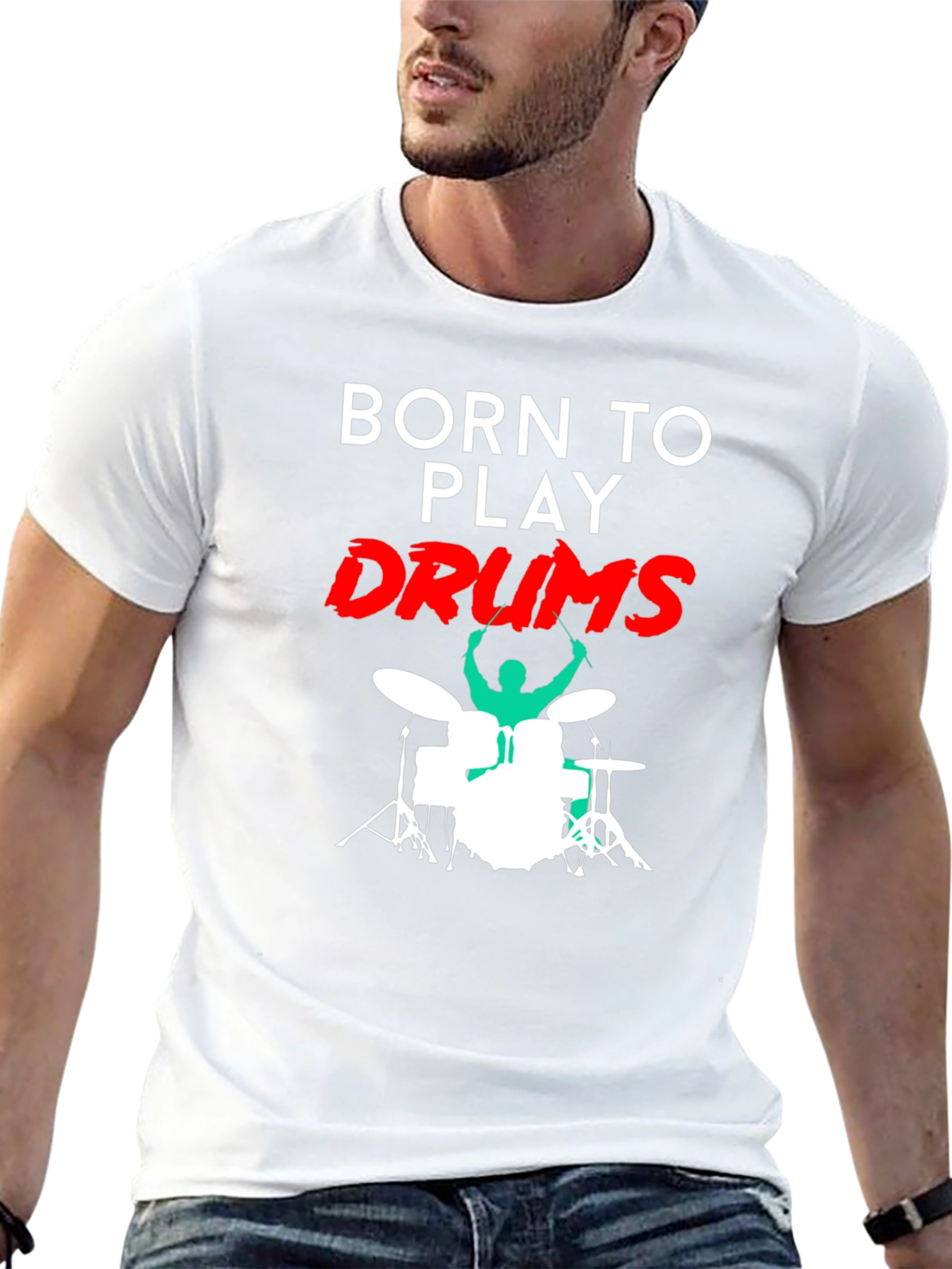 Black Born to Play Drums Black T-Shirt view 13