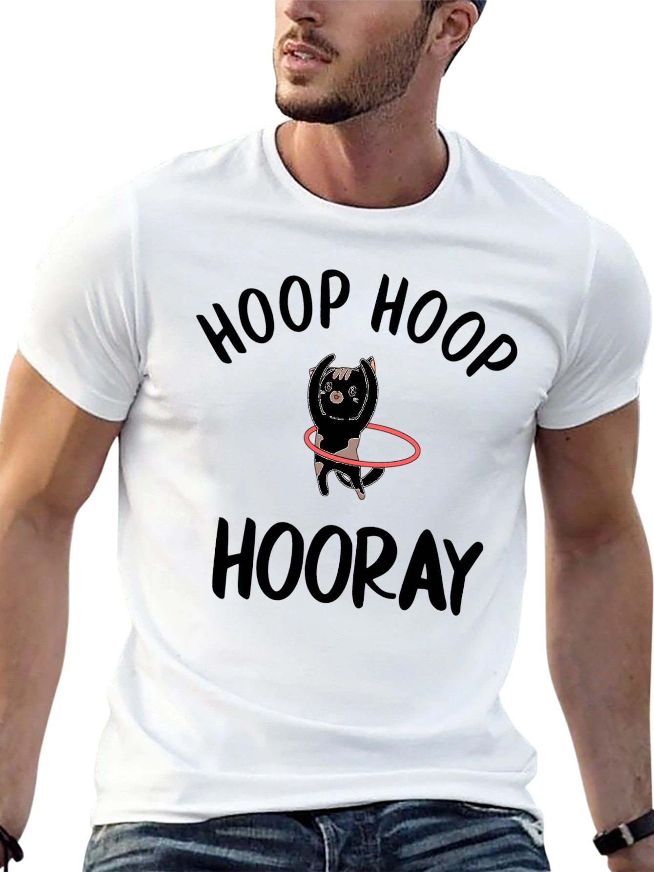 Black Hoop Hoop Hooray Cat T-Shirt view 13