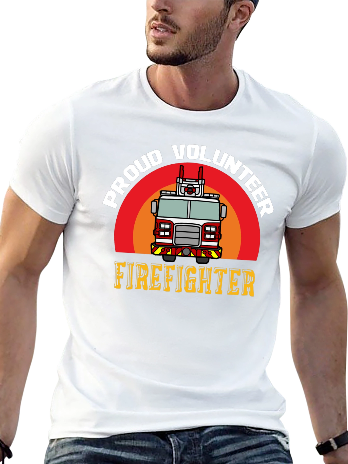 Black Proud Volunteer Firefighter Graphic T-Shirt view 13