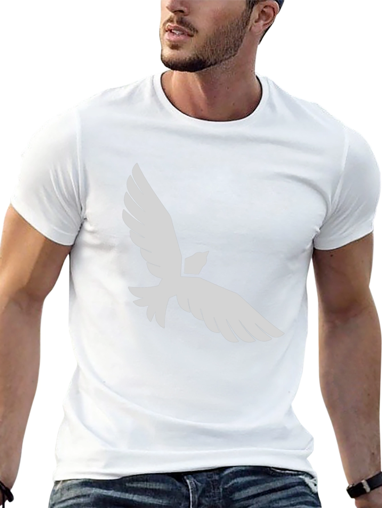 Black Black T-Shirt with White Dove Graphic Print view 13