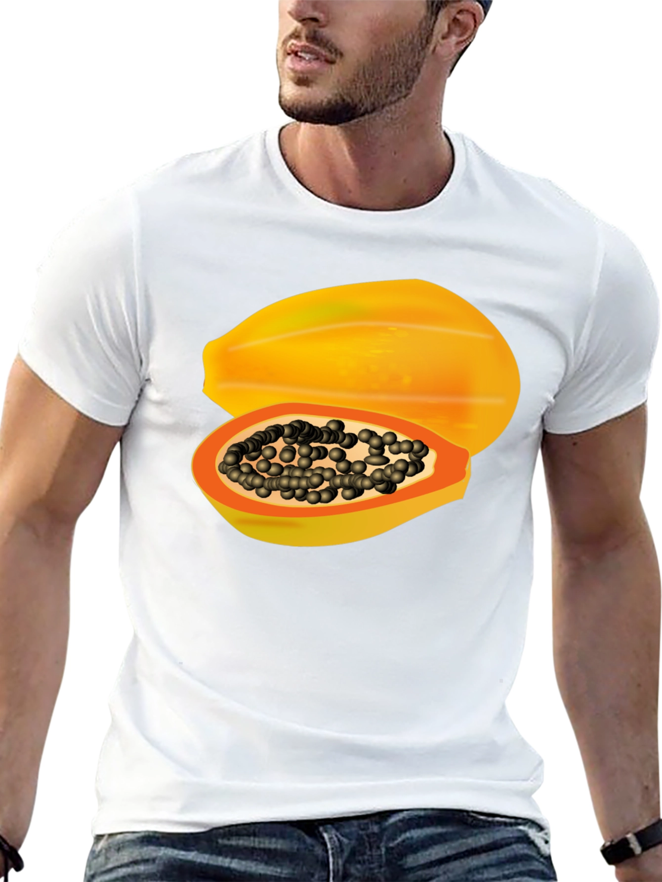 Black Papaya Graphic Tee - Tropical Fruit T-Shirt view 13