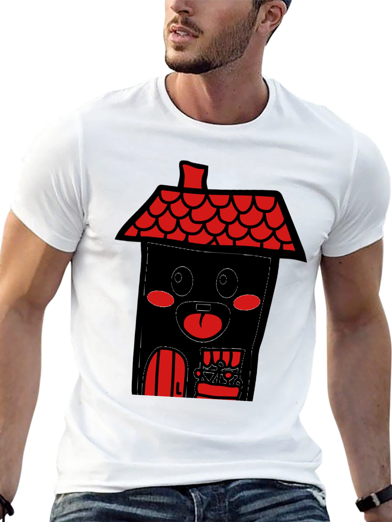 Black House Cartoon T-Shirt - Black view 13