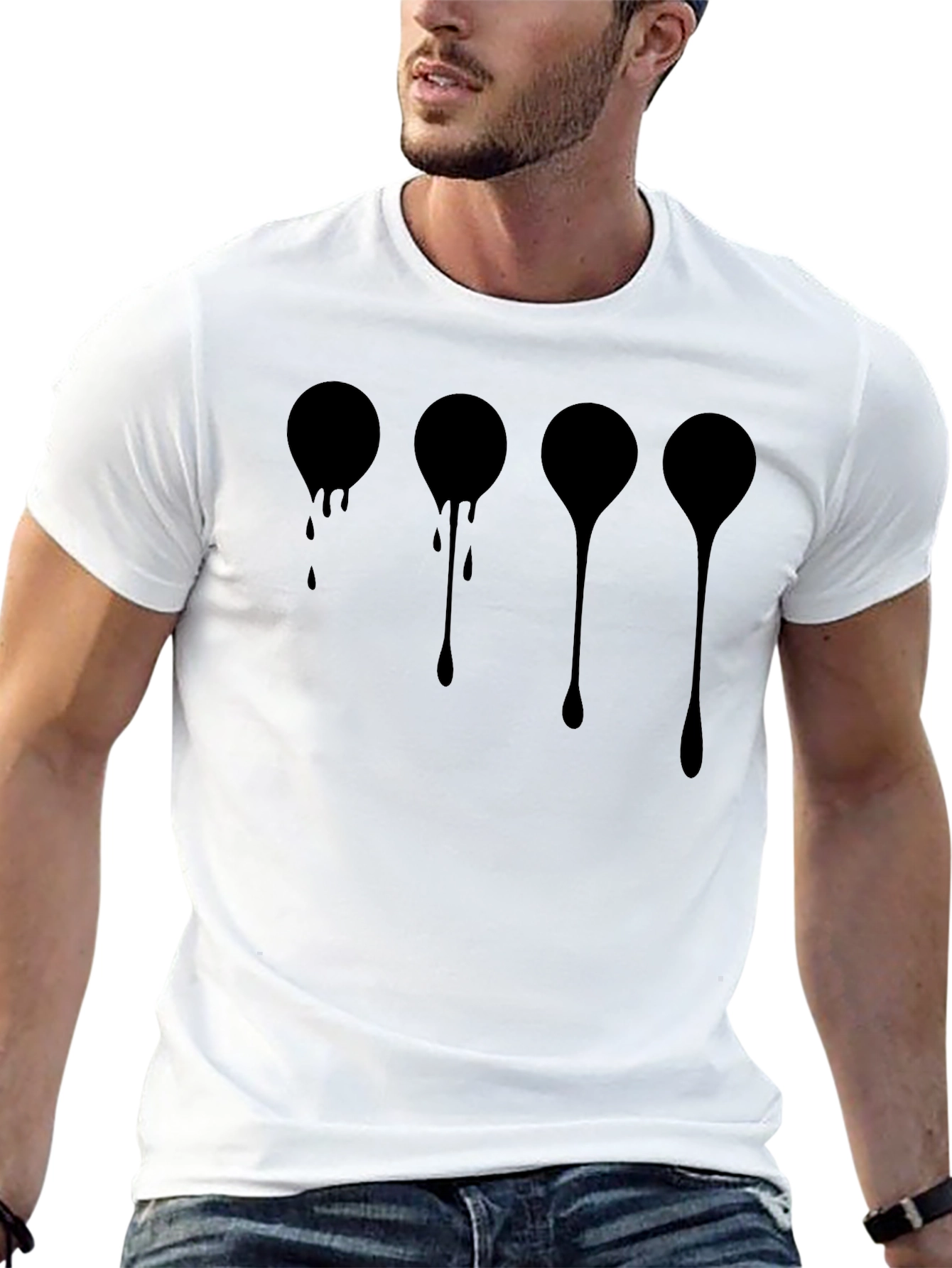 Black Dripping Circles Graphic Tee - Modern Black T-Shirt view 13