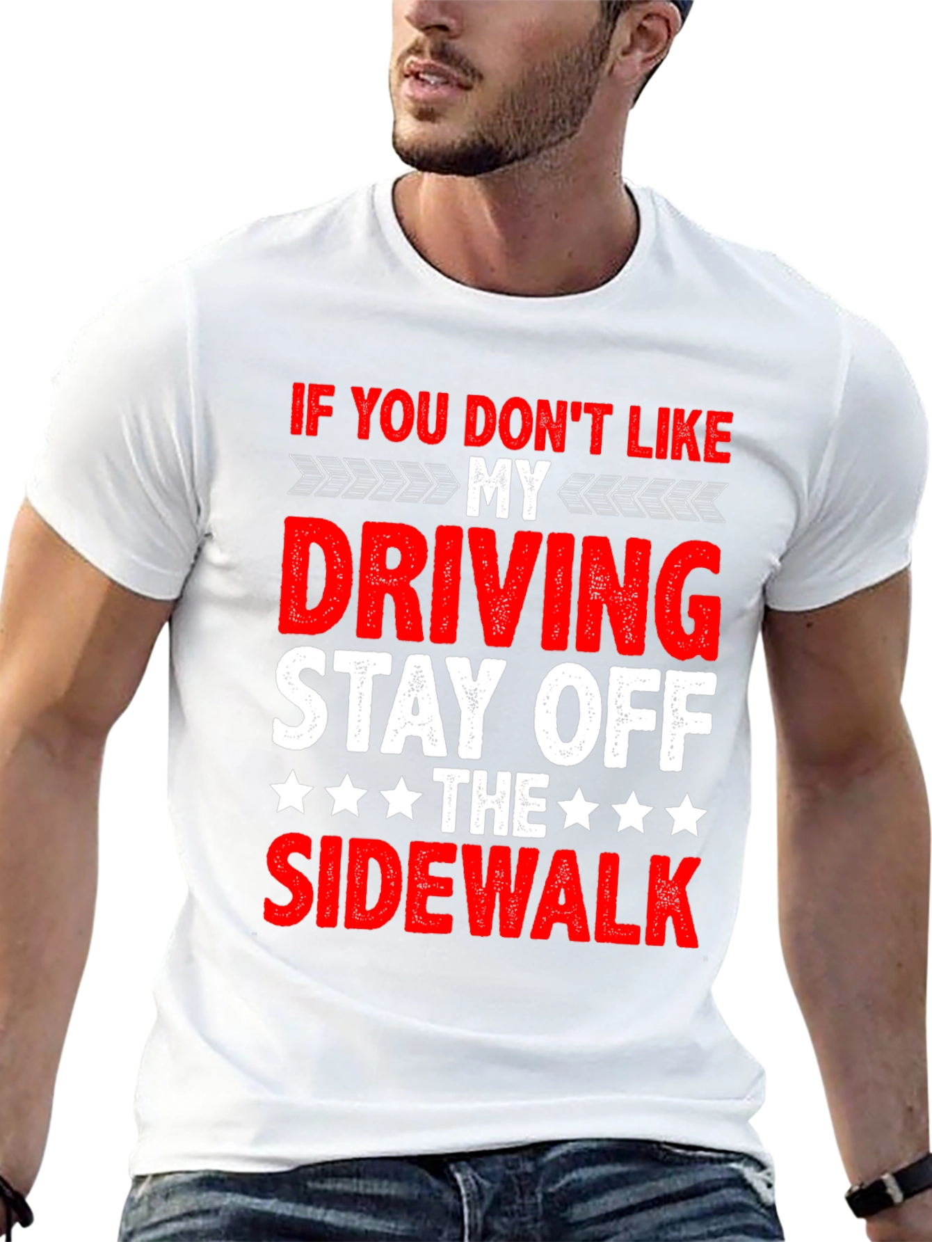 Black Funny Driving T-Shirt - Stay Off Sidewalk view 13