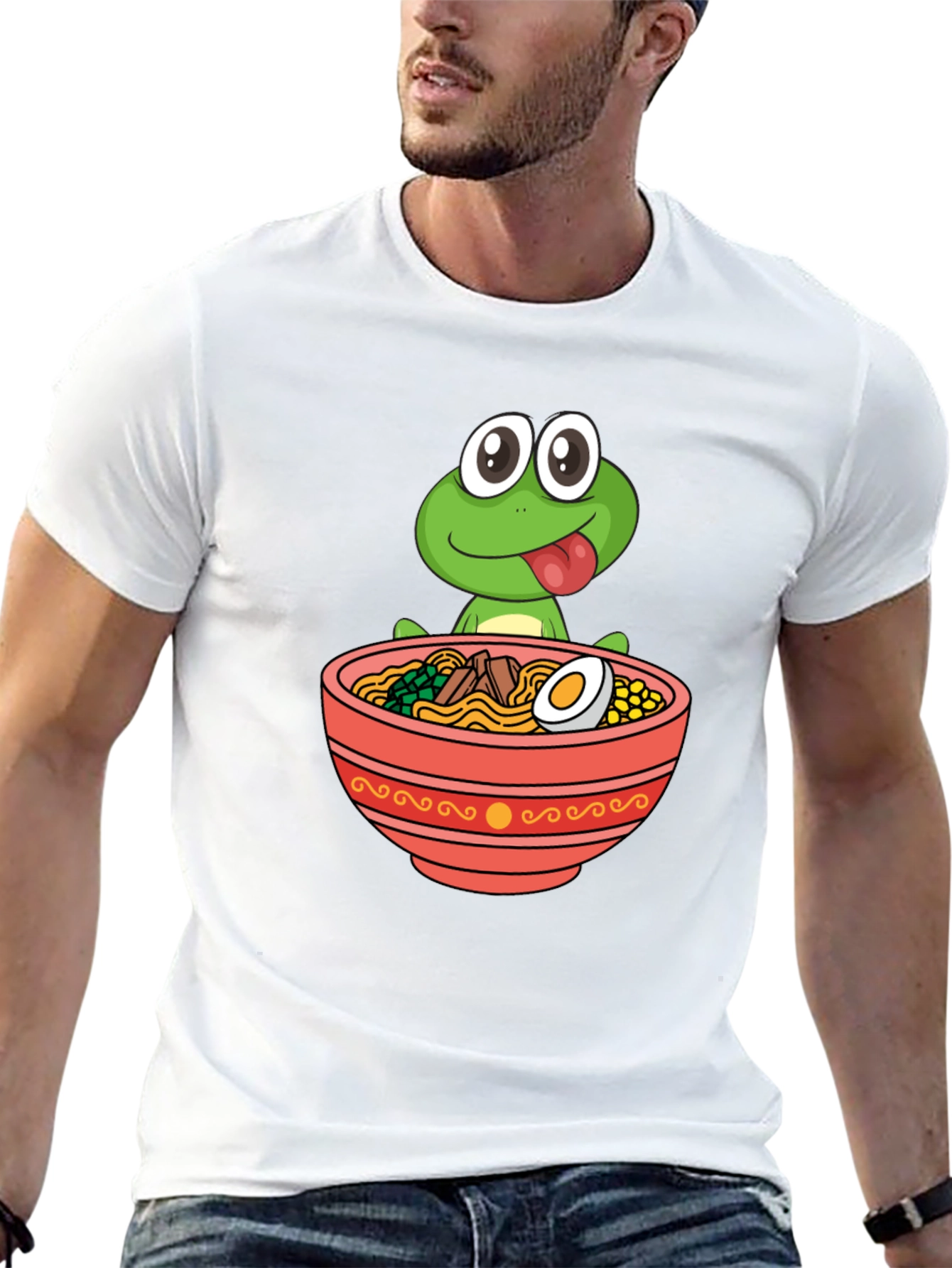 Black Frog Ramen Bowl Graphic Tee - Funny Unisex T-Shirt view 13