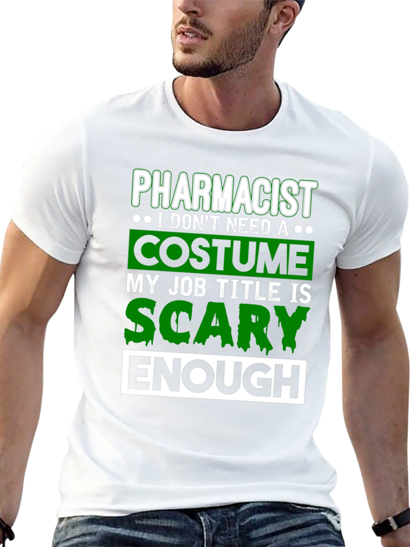 Black Pharmacist Scary Enough Costume T-Shirt view 13