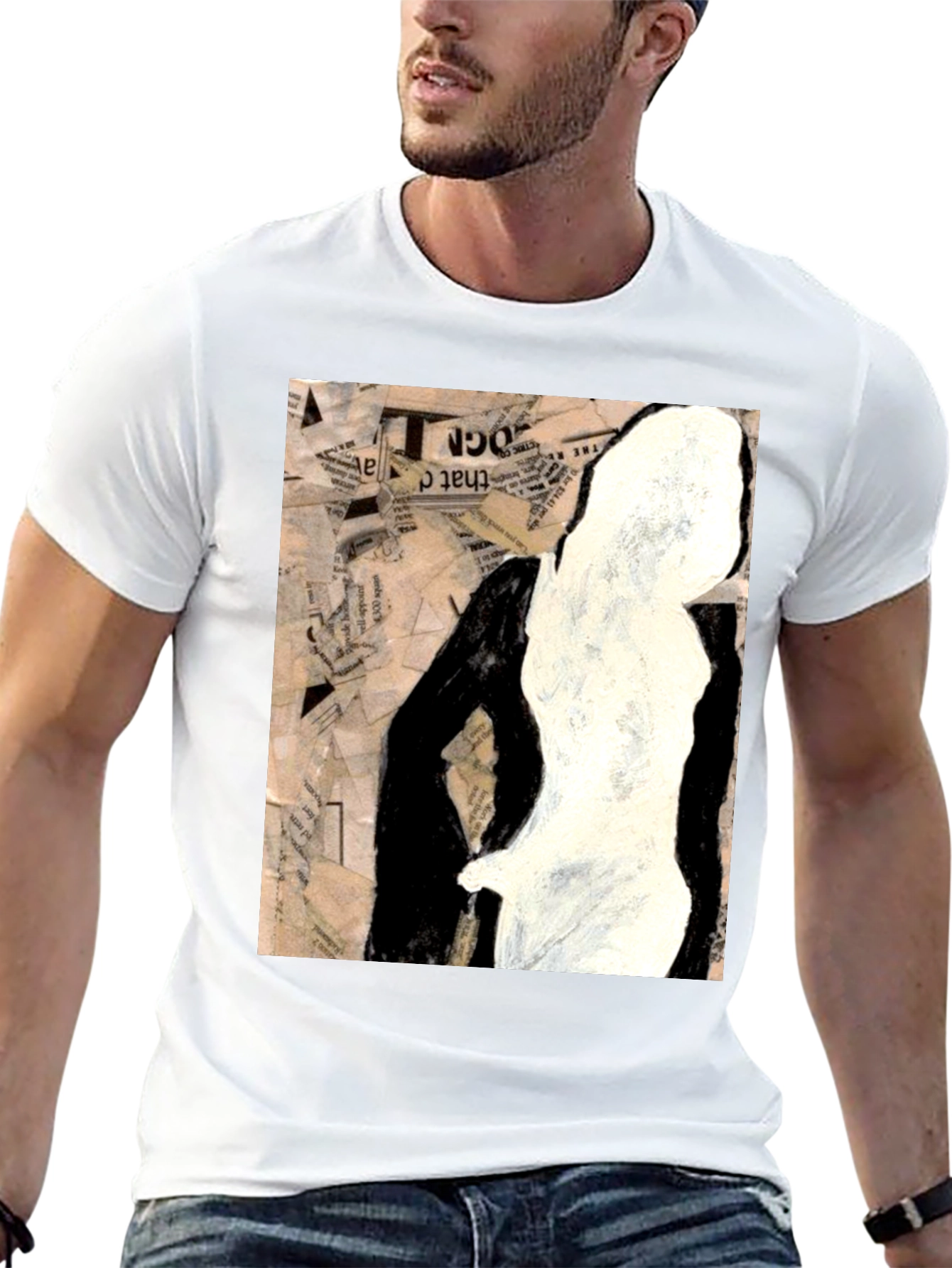 Black Abstract Silhouette Graphic Tee - Unisex Black T-Shirt view 13