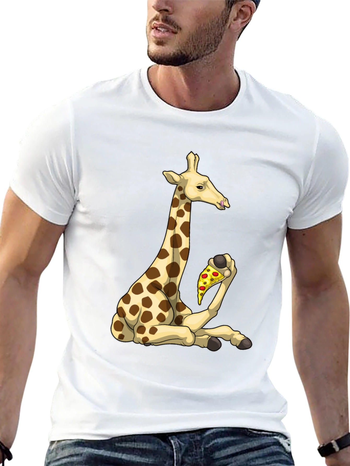 Black Giraffe Pizza T-Shirt - Unique Graphic Tee view 13