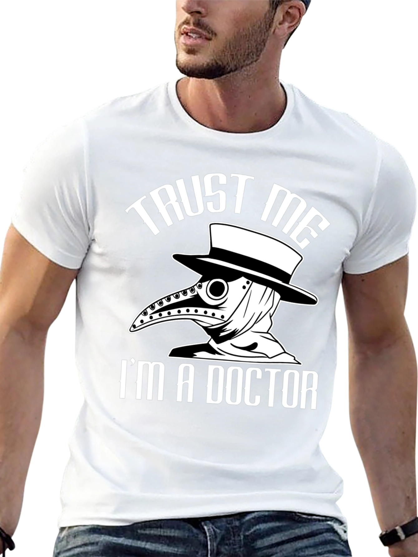 Black Trust Me I'm a Doctor Plague Doctor T-Shirt view 13