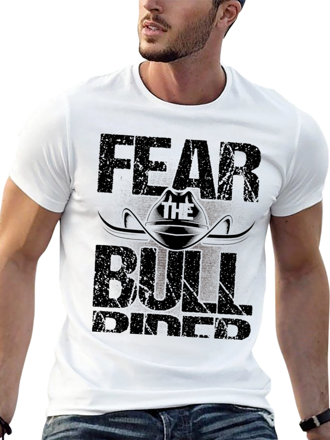 Black Fear the Bull Rider Black T-Shirt view 13