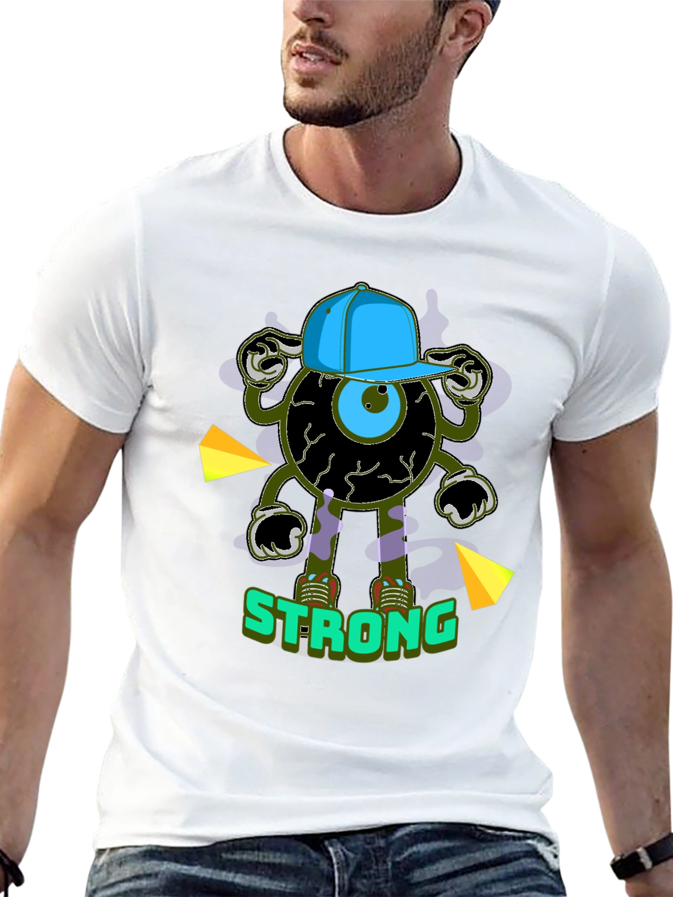 Black Strong Eyeball Graphic Tee - Black Cotton view 13