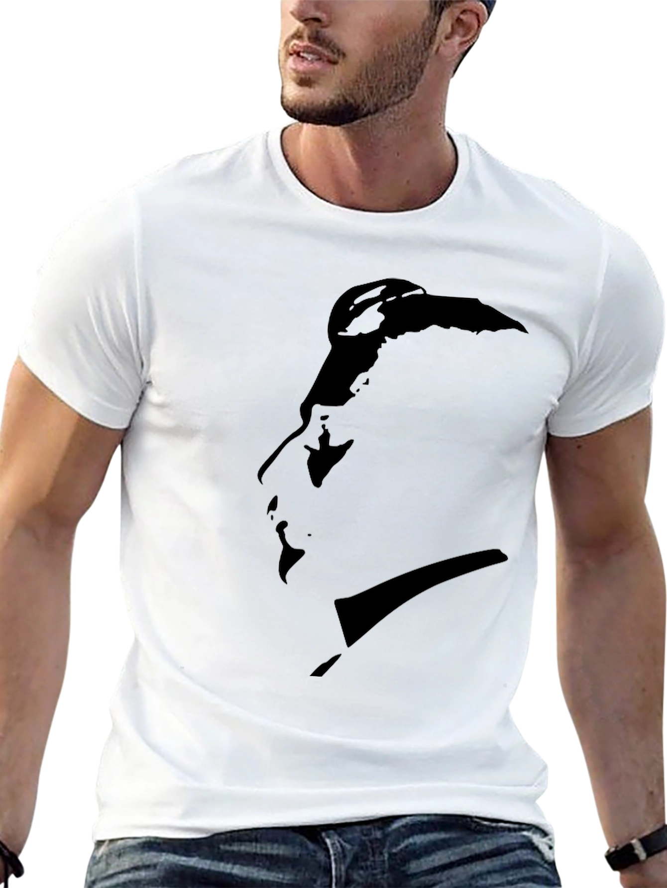 Black Minimalist Silhouette Graphic Black T-Shirt view 13