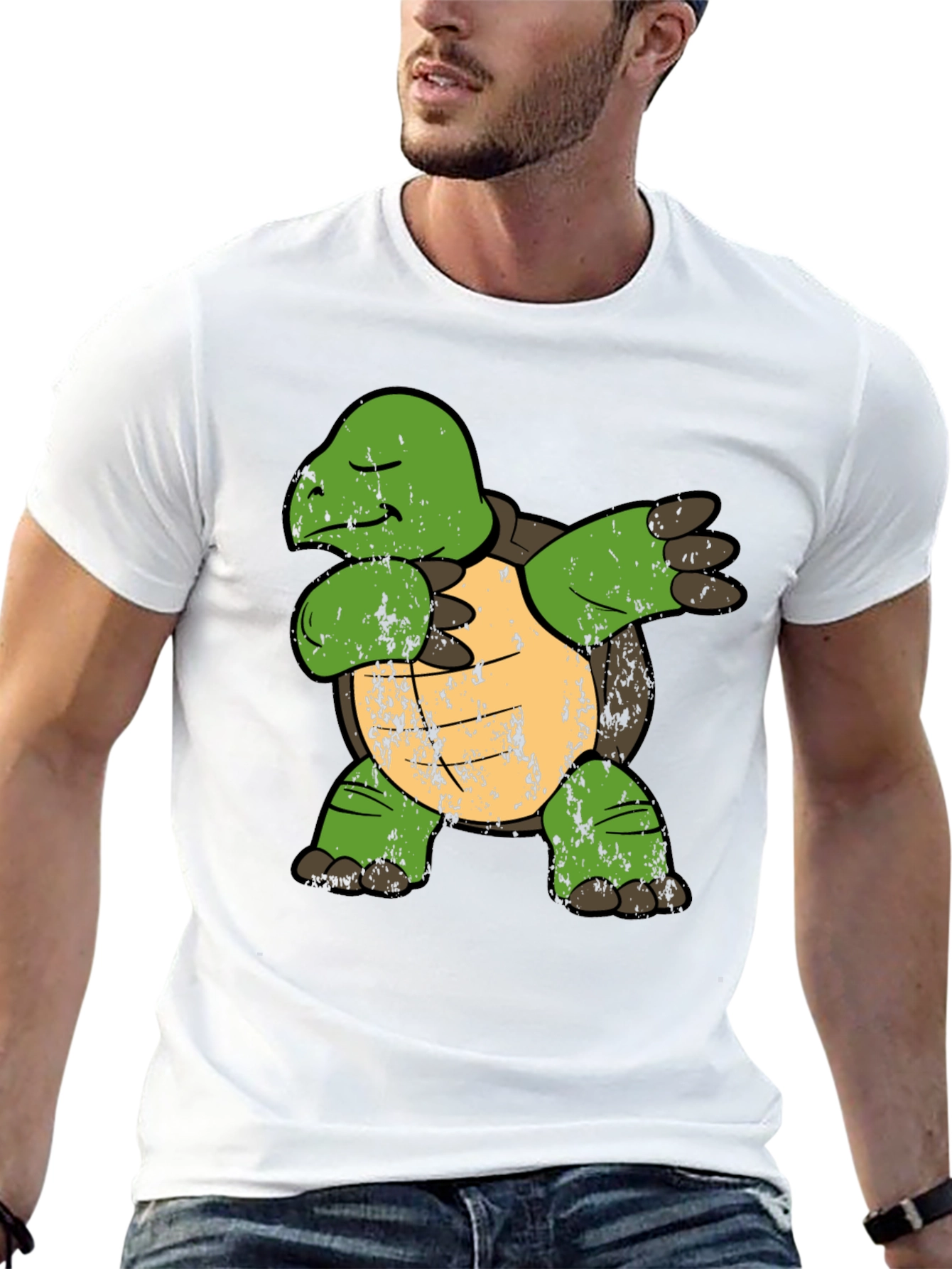 Black Dabbing Turtle Graphic Tee - Cool Novelty Shirt view 13