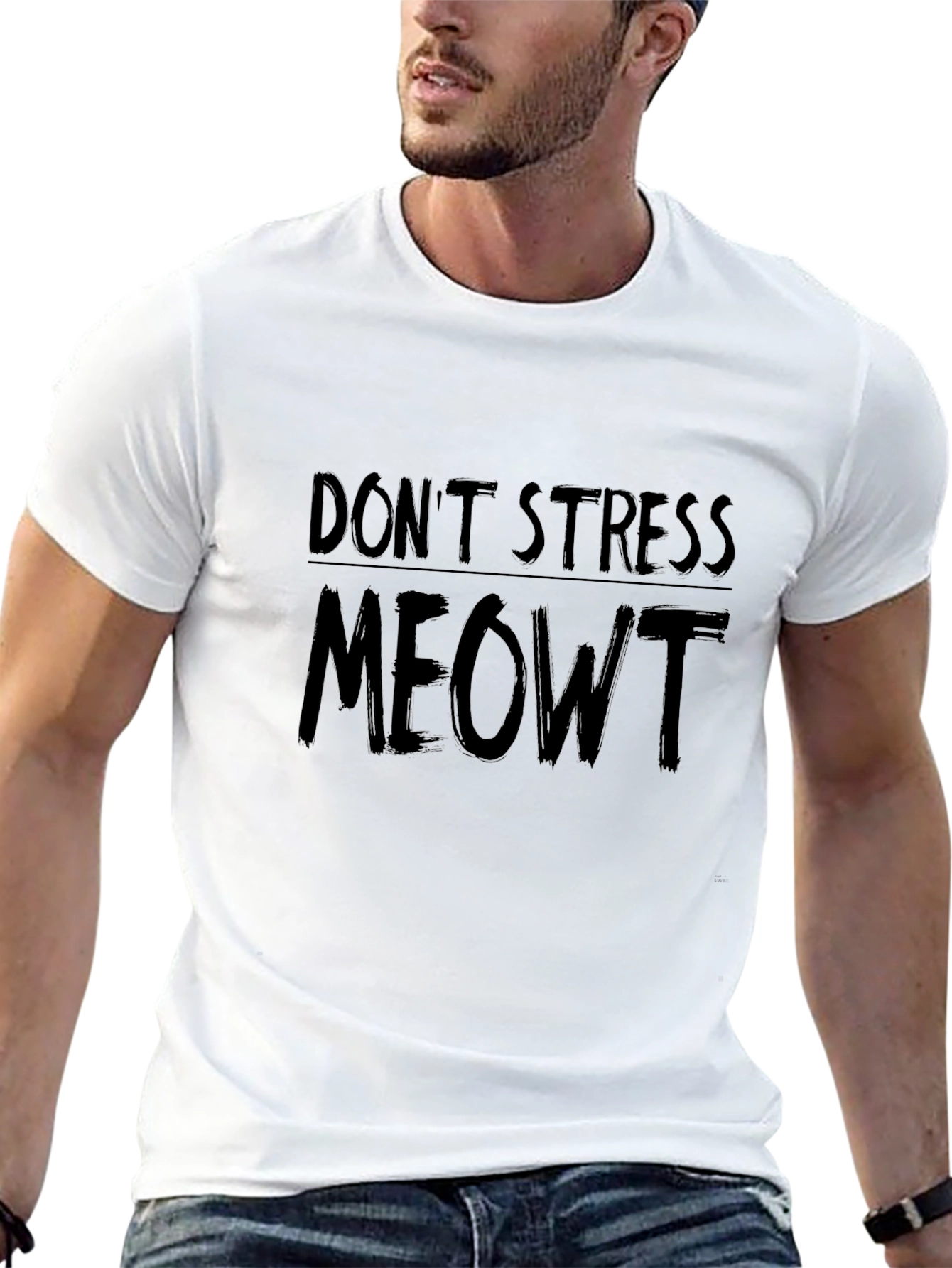Black Don't Stress Meowt Graphic Tee - Relaxed Fit view 13
