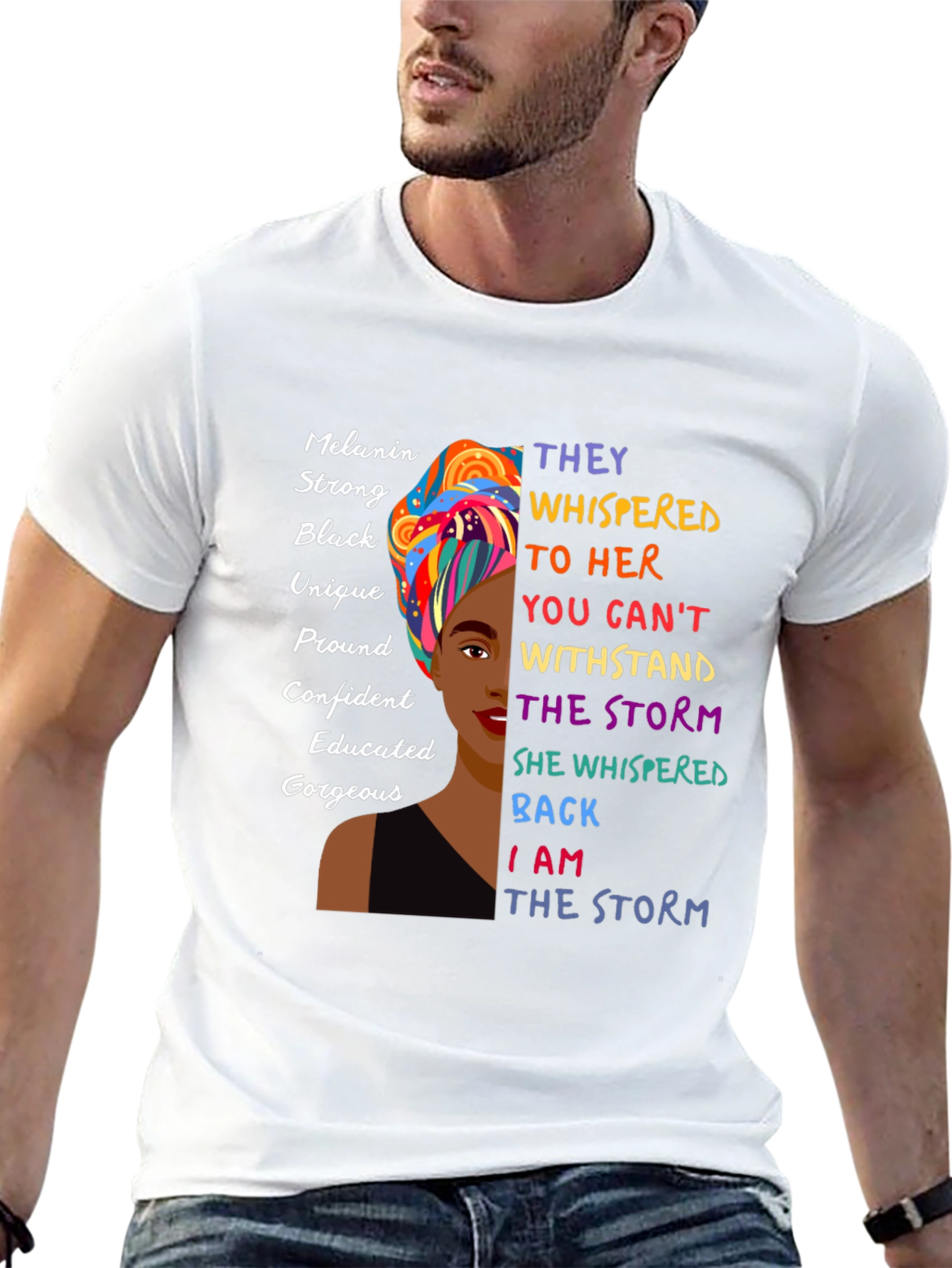 Black Melanin Strong Black Women's Empowerment T-Shirt view 13