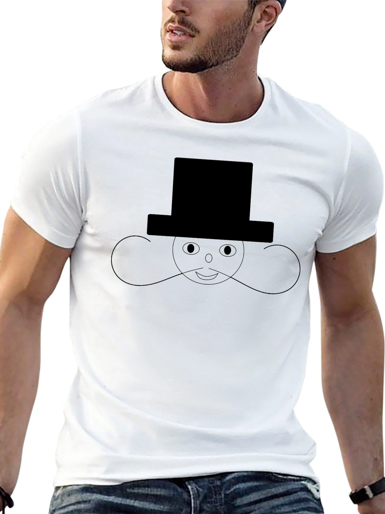 Black Top Hat Man Black T-Shirt Graphic Novelty view 13