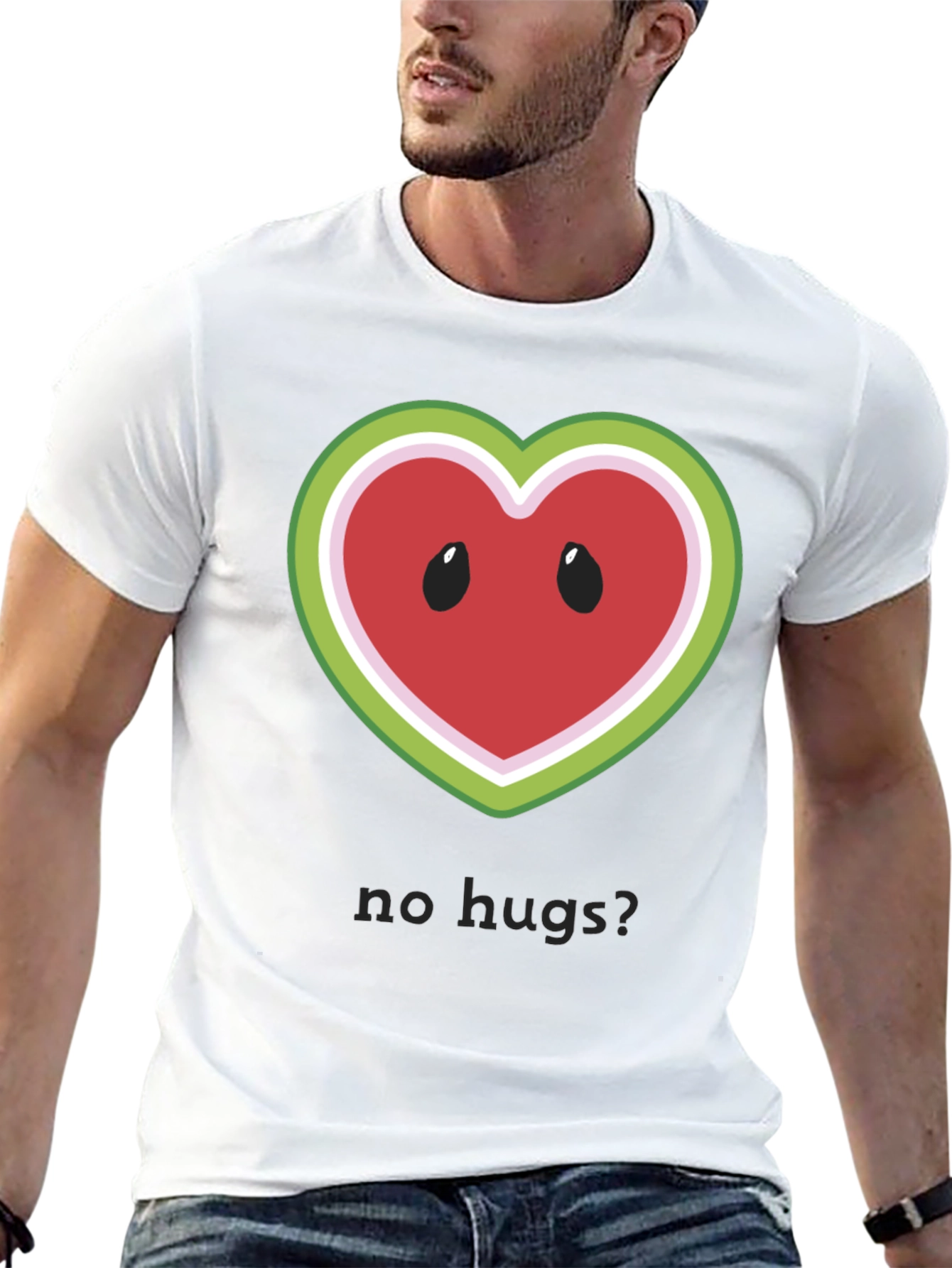Black No Hugs? Watermelon Heart T-Shirt view 13