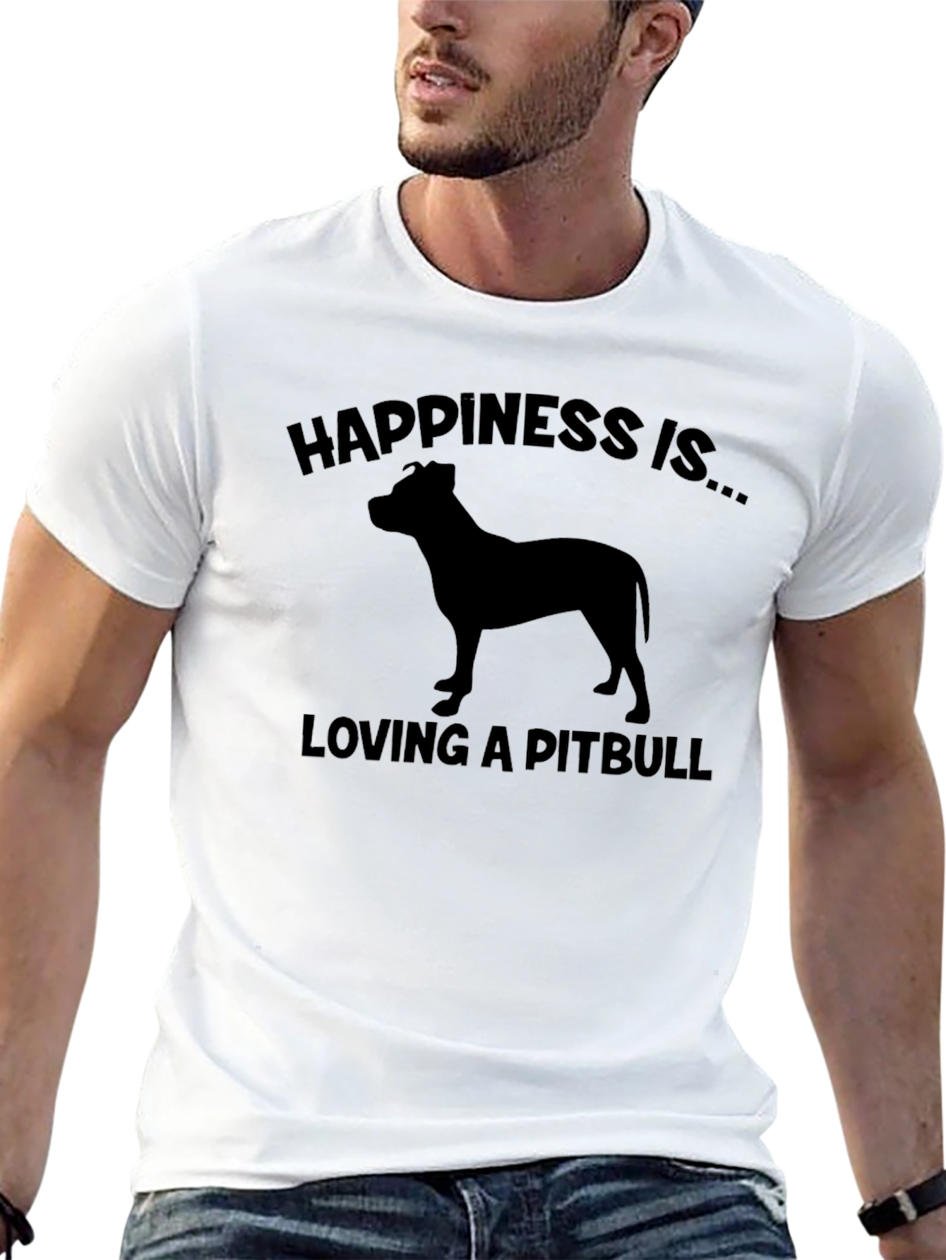 Black Happiness Pitbull Graphic T-Shirt view 13