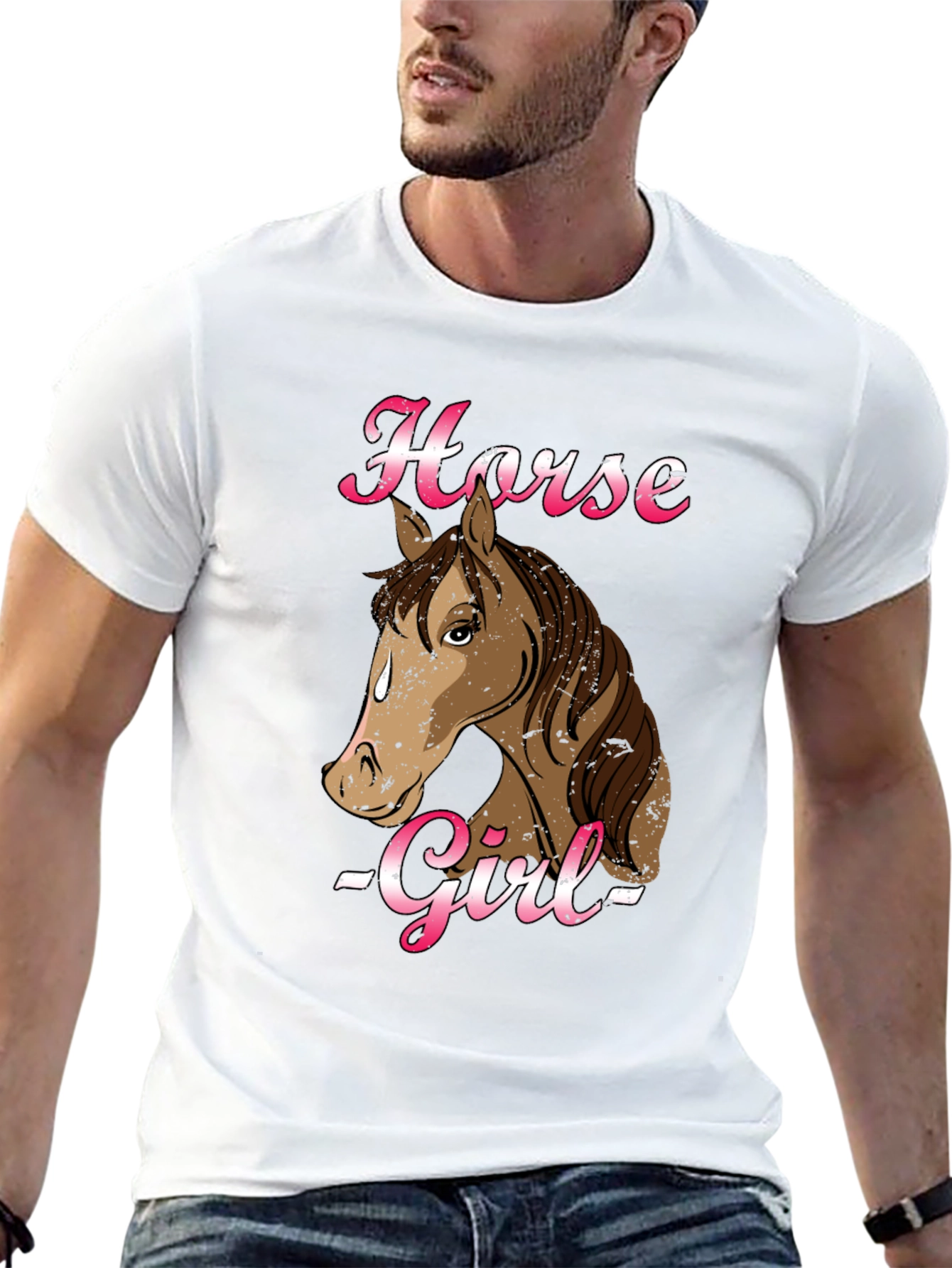 Black Horse Girl Graphic Tee - Black Cotton Shirt view 13