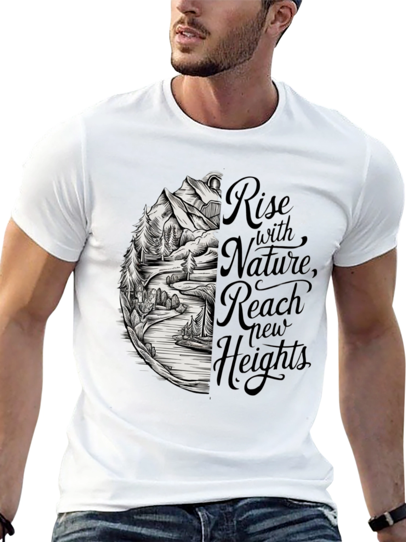 Black Nature Inspired T-Shirt - Rise with Nature view 13
