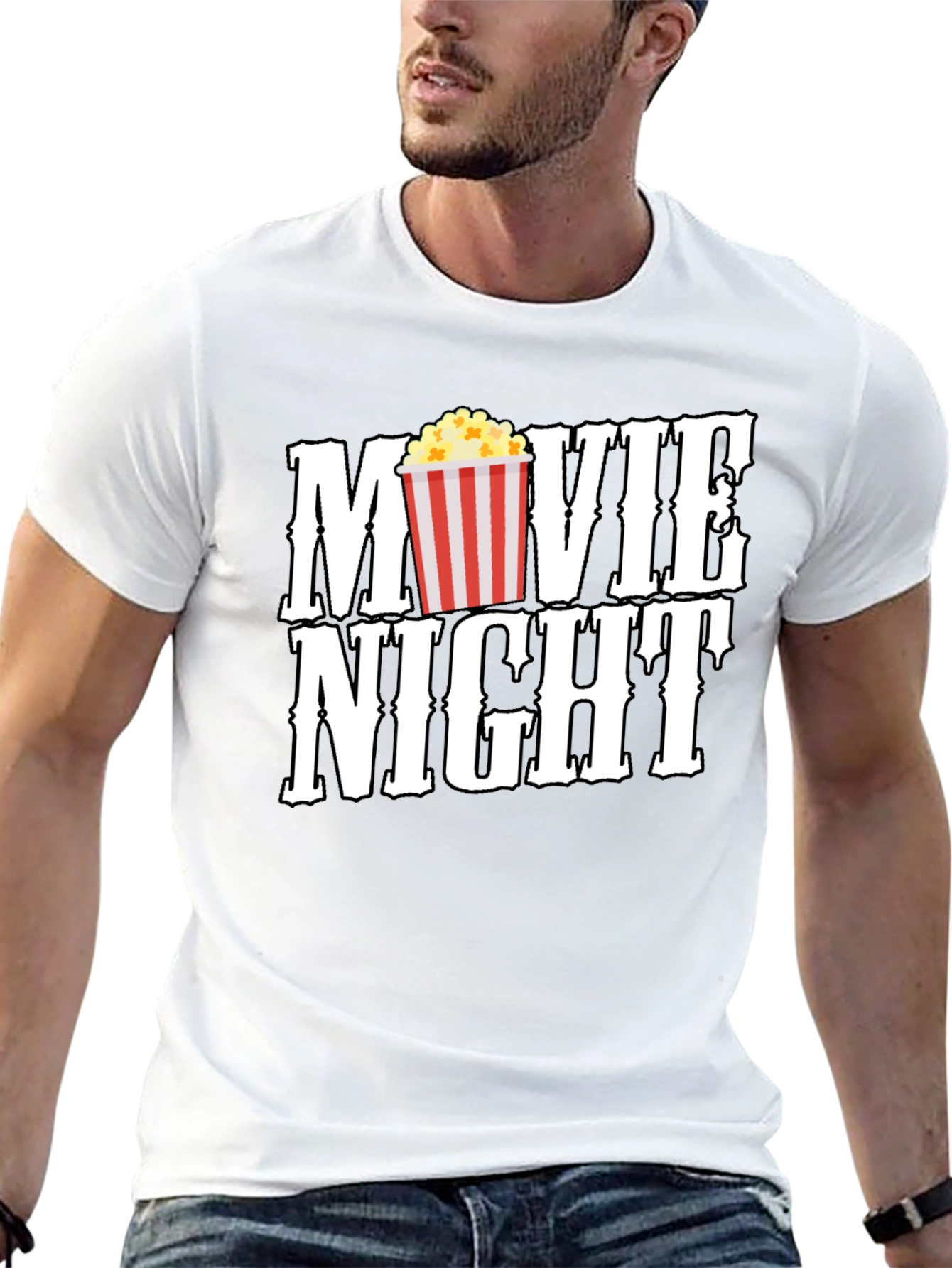 Black Movie Night Black Graphic Tee view 13