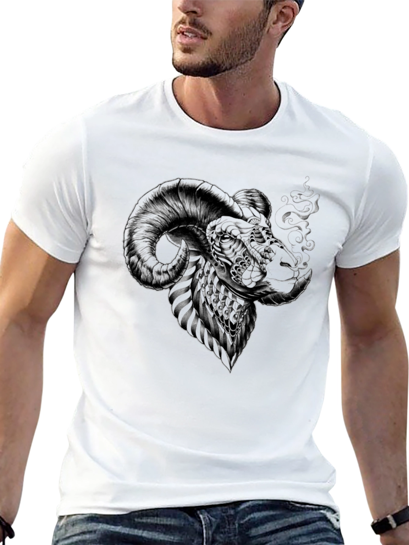 Black Ram Head Graphic Tee - Black T-Shirt view 13